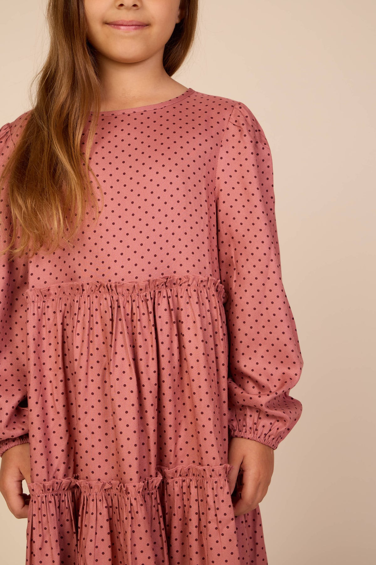 Gepunktetes Midikleid aus Viskose Tween - Dusty Rose/Bordeaux | 101657 Feline