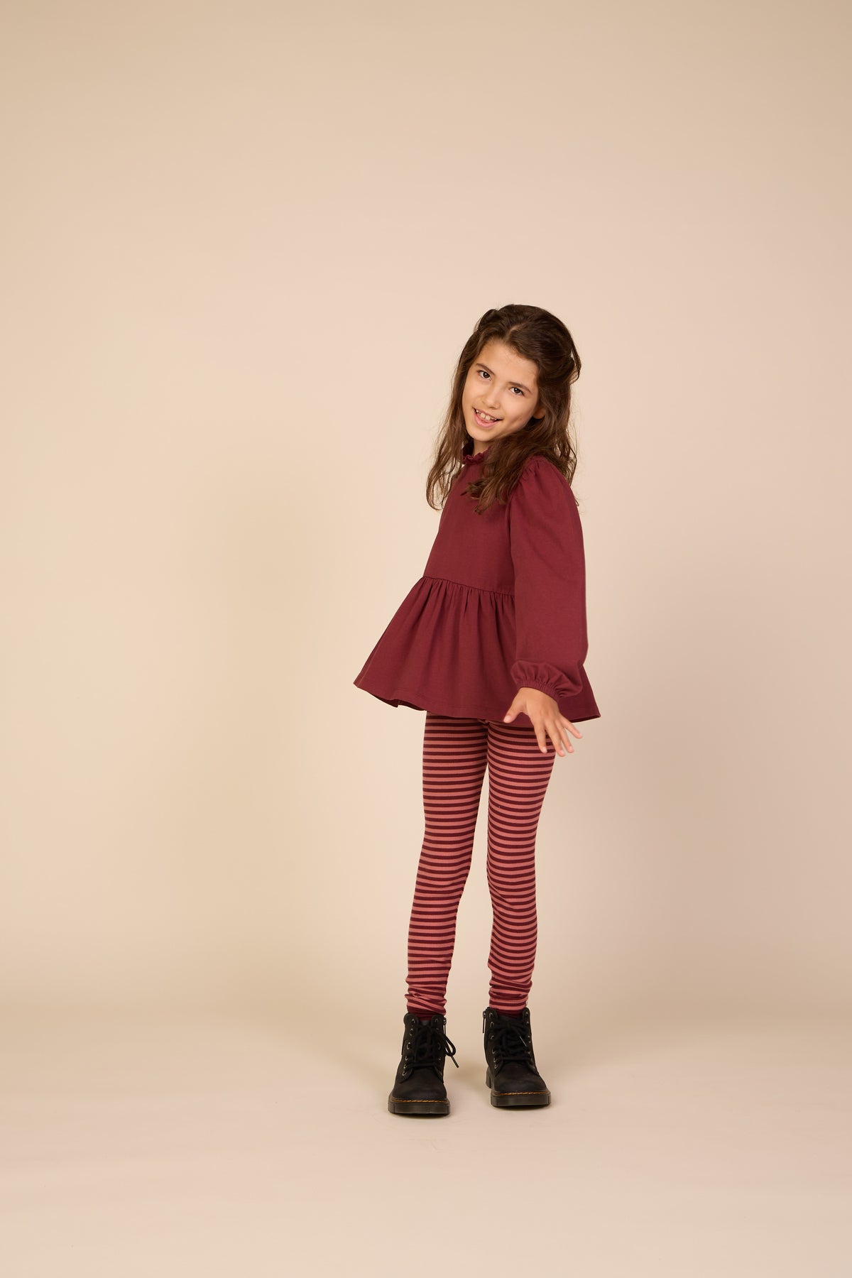 Einfarbige Jerseybluse mit Schößchen Tween - Bordeaux | 101548 Heidi