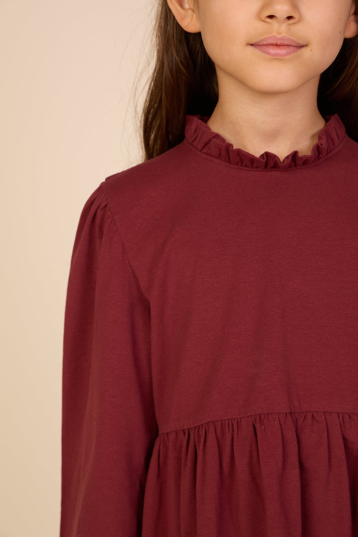 Einfarbige Jerseybluse mit Schößchen Tween - Bordeaux | 101548 Heidi