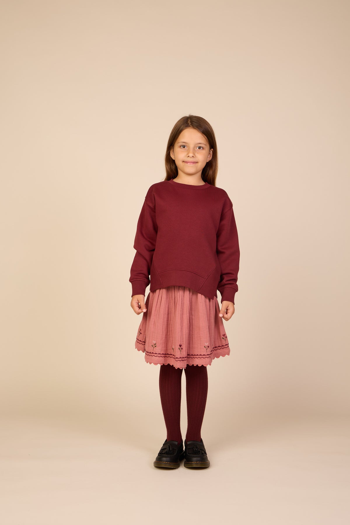 Musselinrock mit Kreuzstichstickerei Tween - Dusty Rose | 101470 Laureen