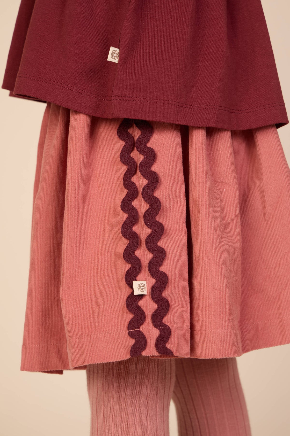 Cordrock mit Zickzackborte Kids - Dusty Rose | 101479 Sille