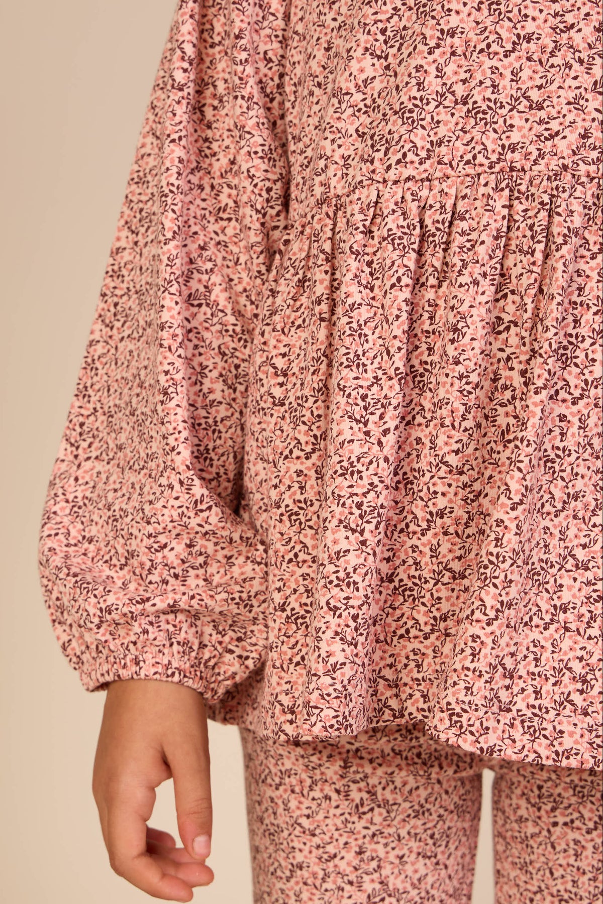 Kleingeblümte Jerseybluse mit Schößchen Kids - Rose/Bordeaux | 101543 Heidi