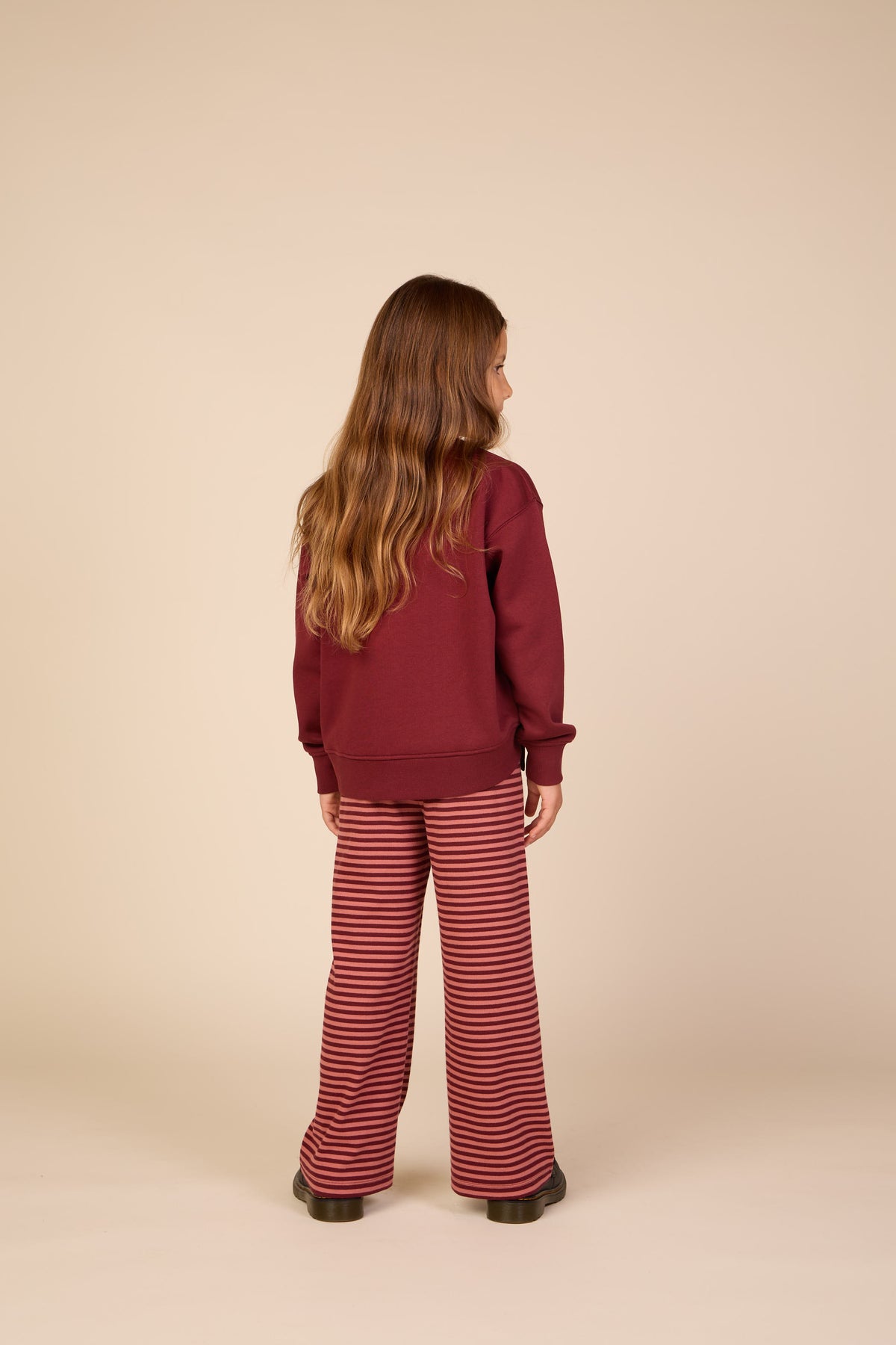 Gestreifte Hose aus Rippstoff mit weitem Bein Tween - Dusty Rose/Bordeaux | 101607 Gloria