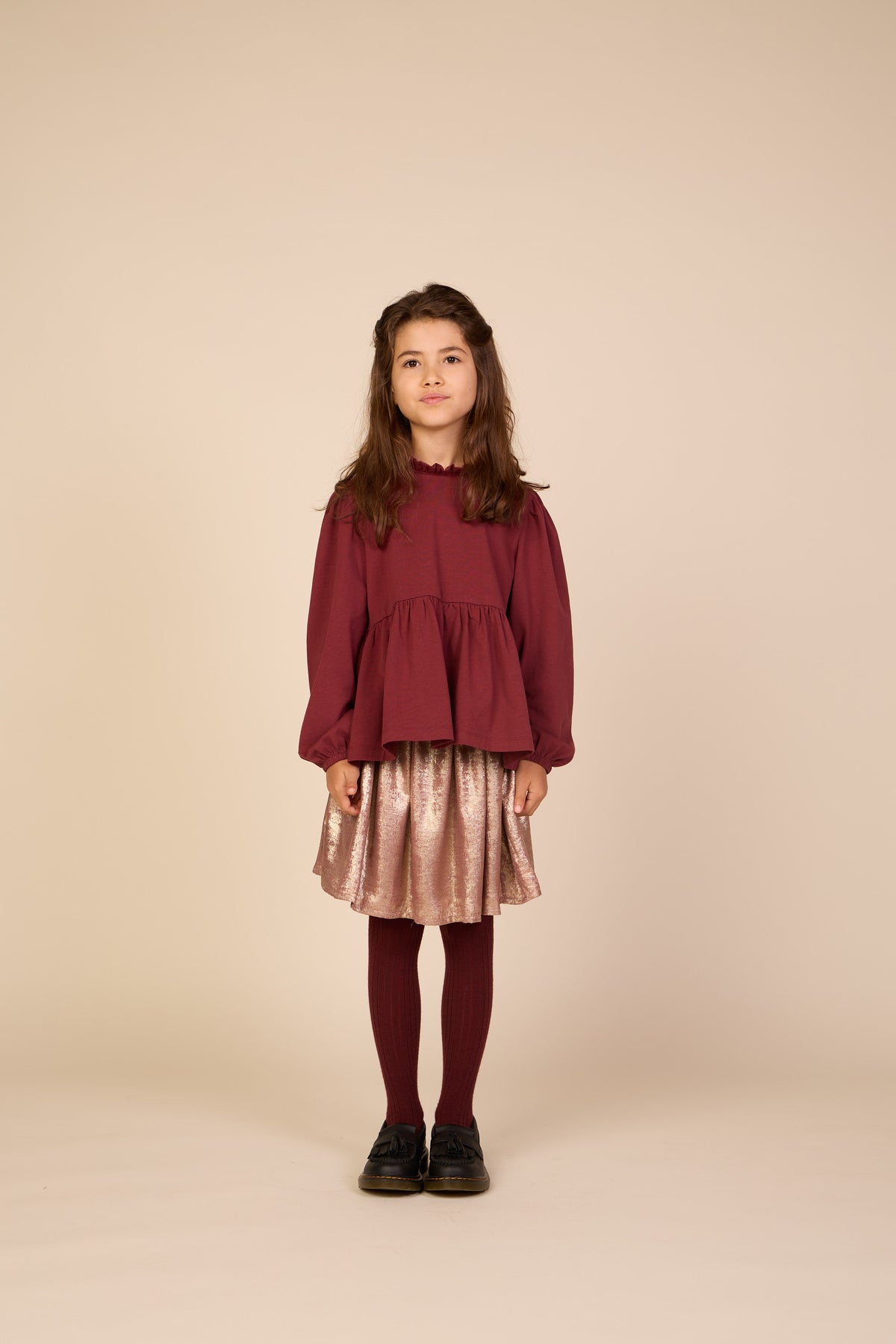 Einfarbige Jerseybluse mit Schößchen Tween - Bordeaux | 101548 Heidi