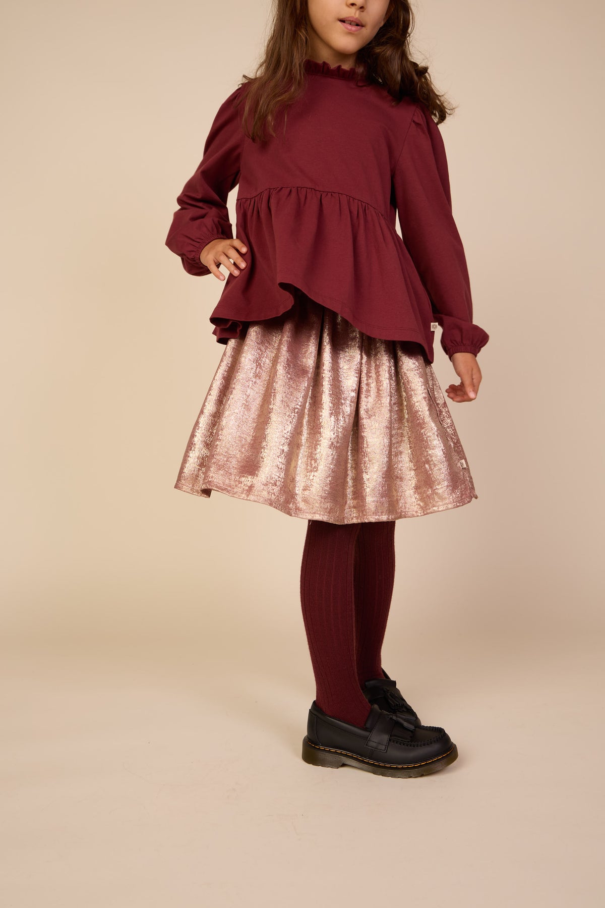 Einfarbige Jerseybluse mit Schößchen Tween - Bordeaux | 101548 Heidi