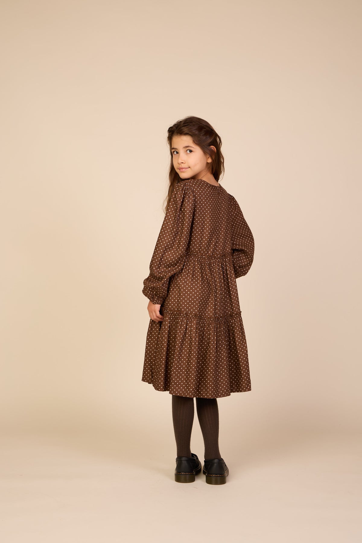 Gepunktetes Midikleid aus Viskose Tween - Brown/Offwhite | 101658 Feline