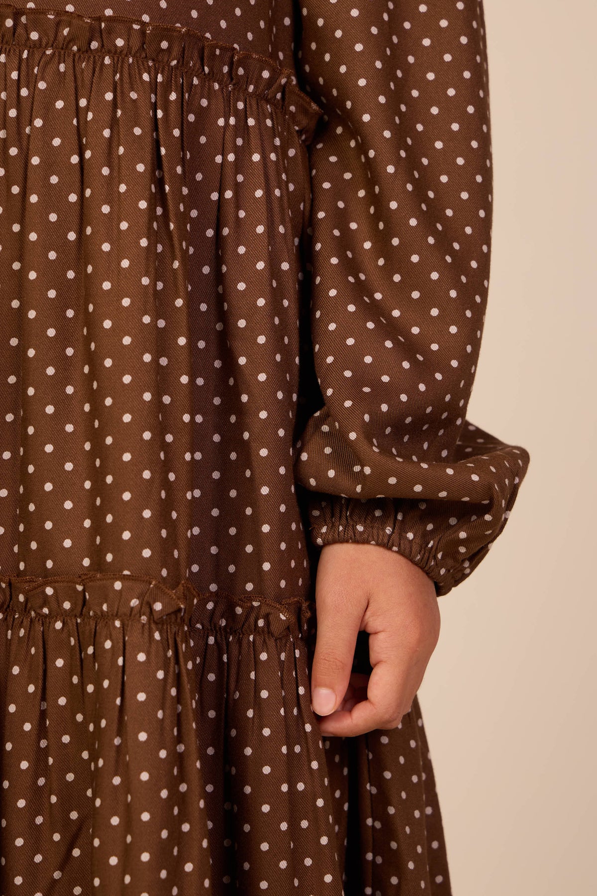 Gepunktetes Midikleid aus Viskose Tween - Brown/Offwhite | 101658 Feline