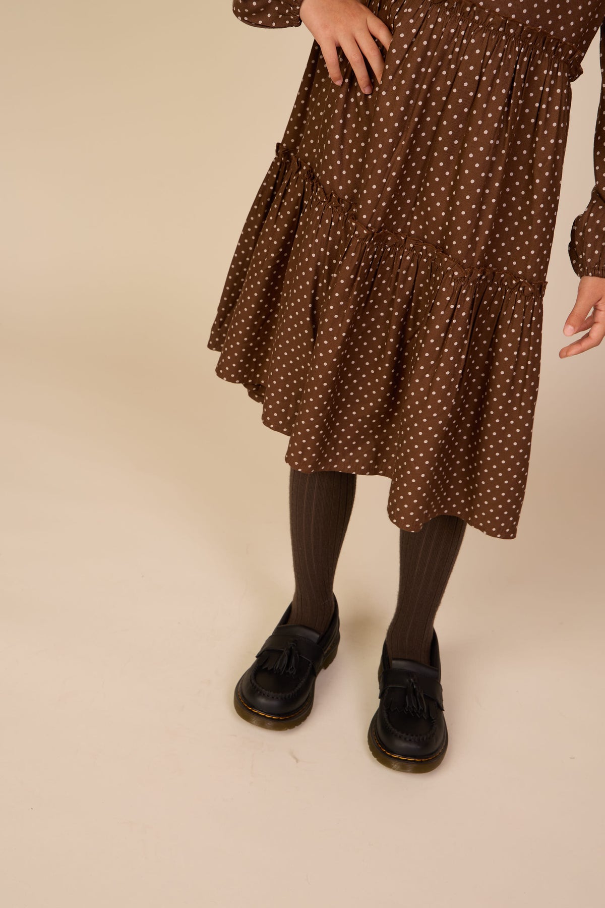 Gepunktetes Midikleid aus Viskose Tween - Brown/Offwhite | 101658 Feline