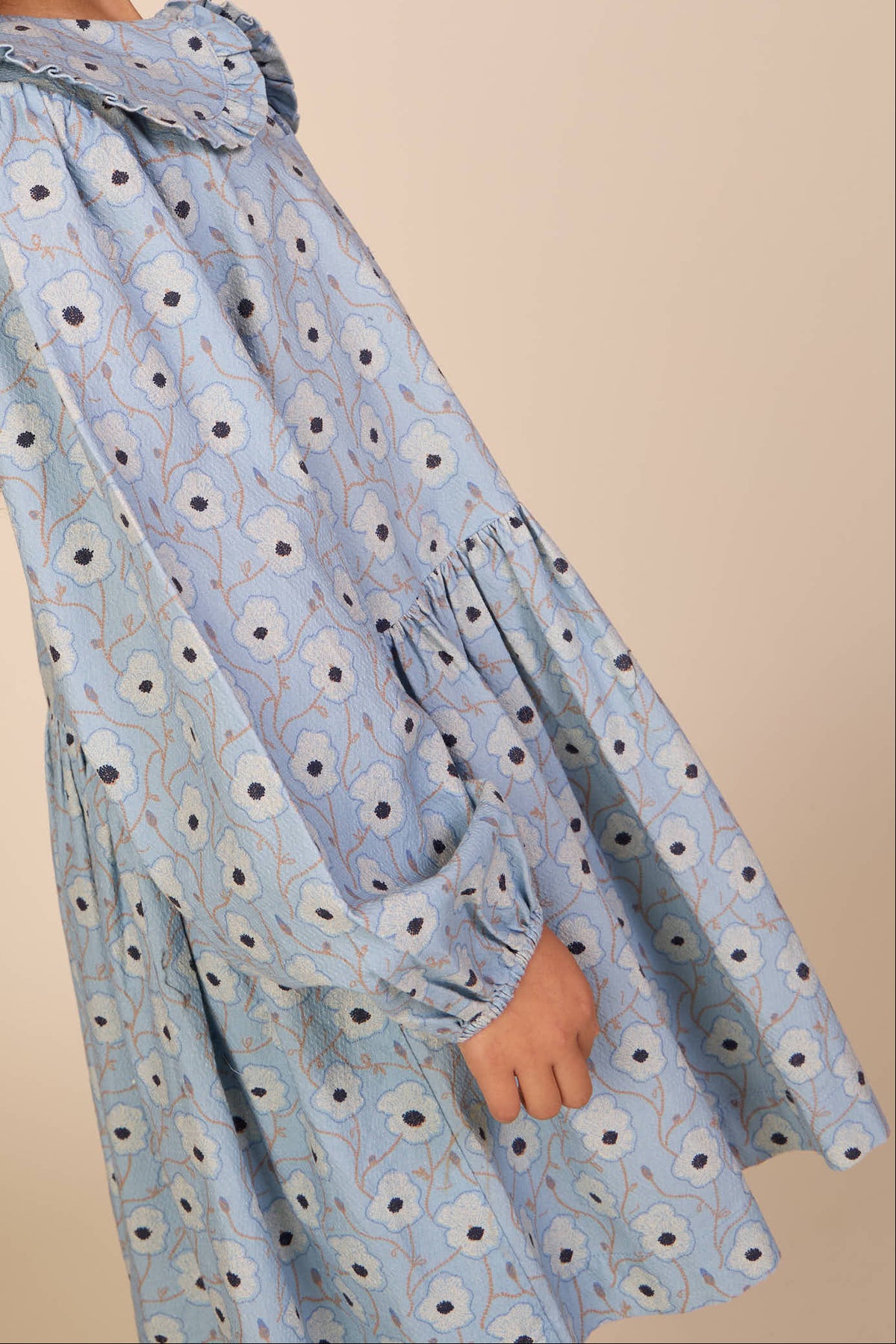 Geblümtes Baumwollkleid mit Rüschenkragen Kids - Blue/Brown | 101427 Nova