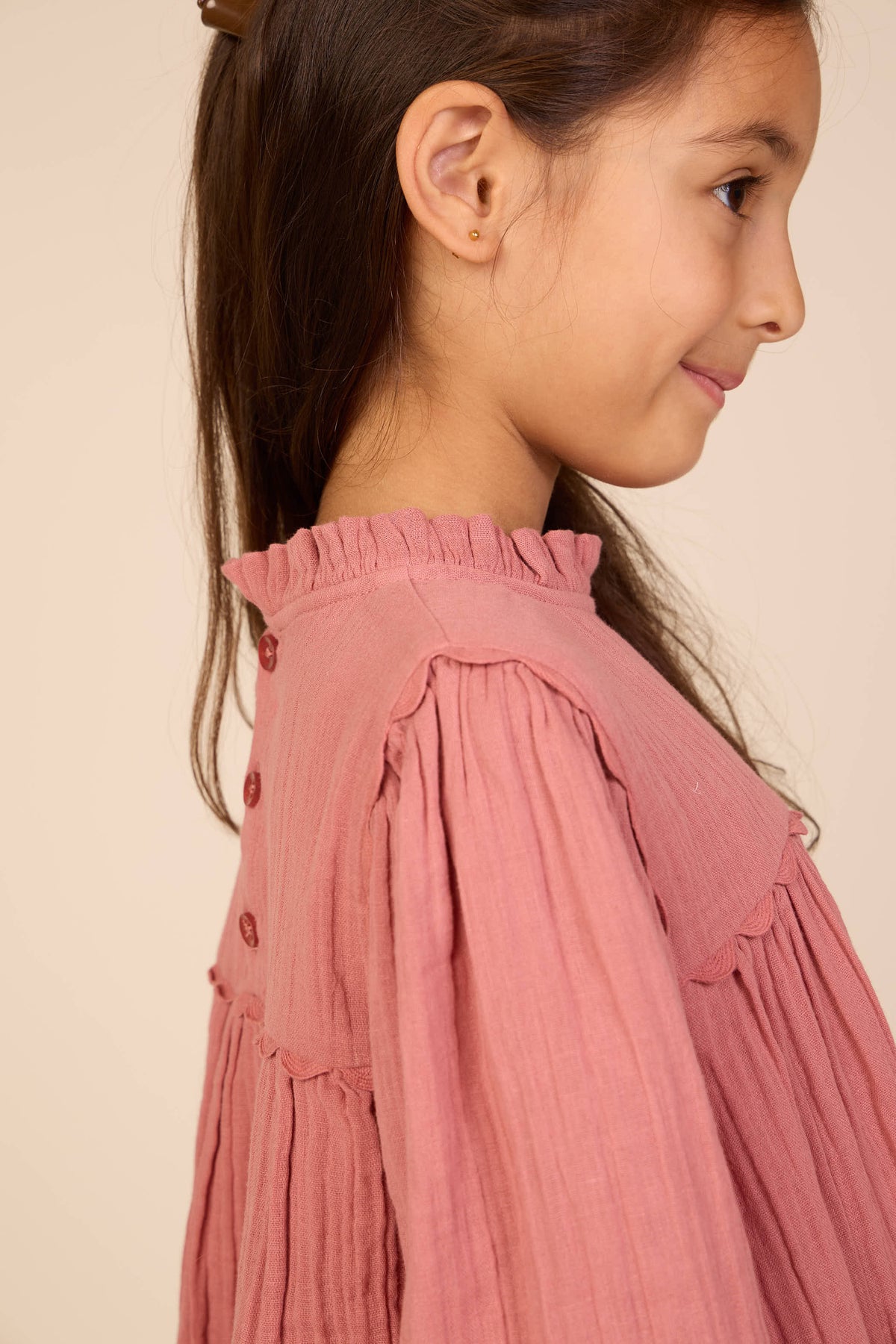 Musselinkleid mit Kreuzstichstickerei Kids - Dusty Rose | 101465 Laureen