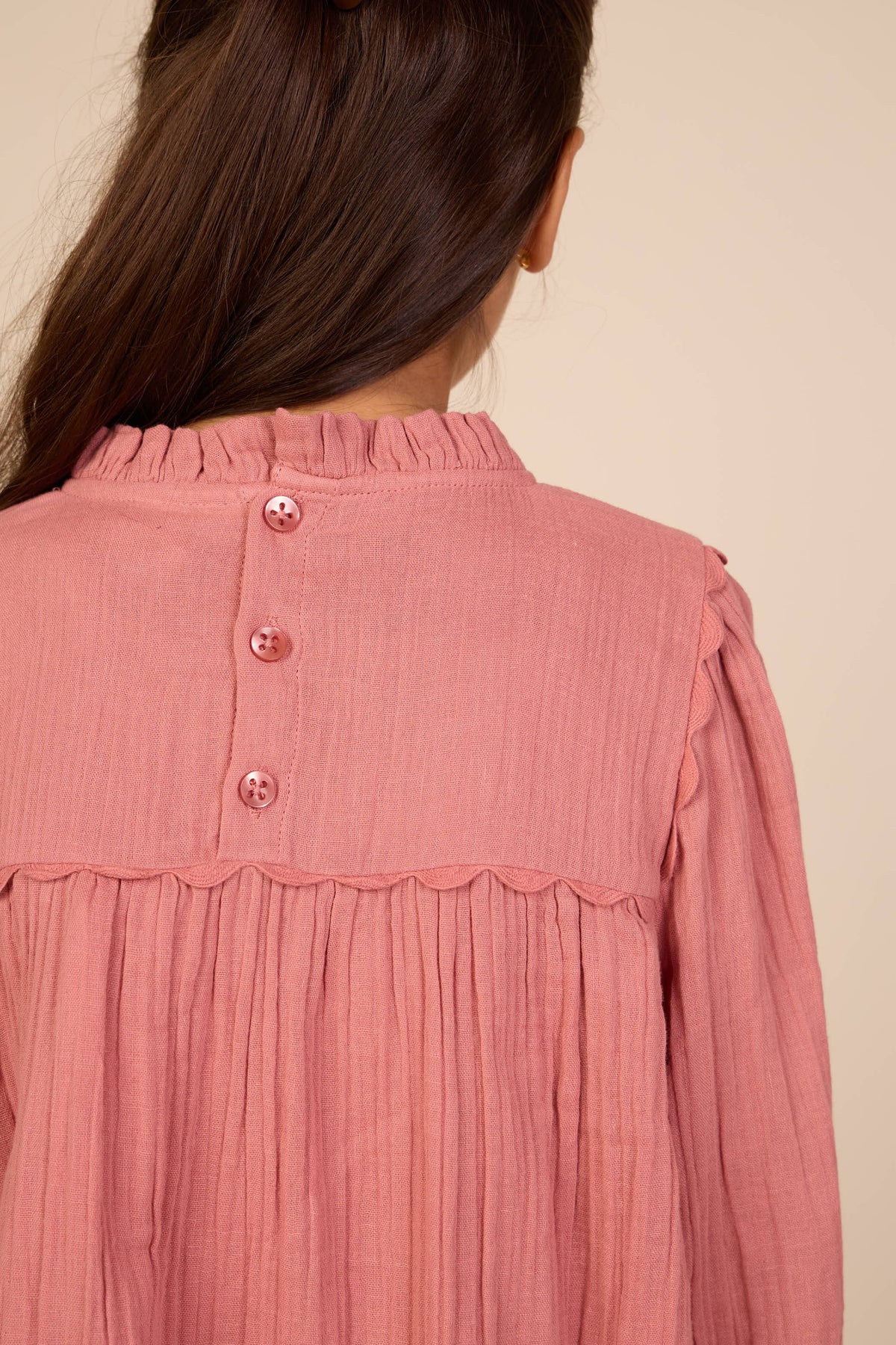 Musselinkleid mit Kreuzstichstickerei Kids - Dusty Rose | 101465 Laureen