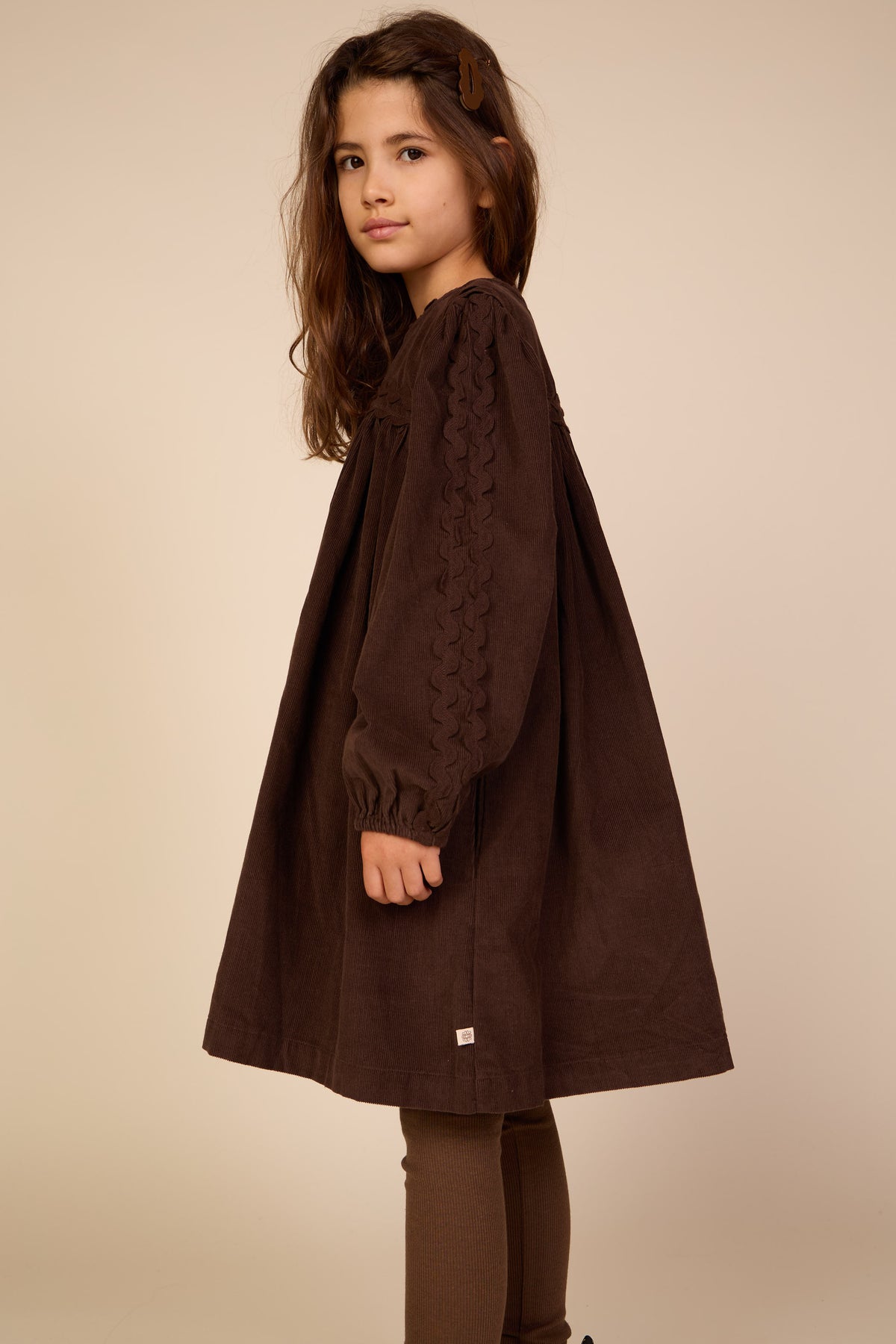 Cordkleid mit Zickzackborte Tween - Dark Brown | 101474 Sille