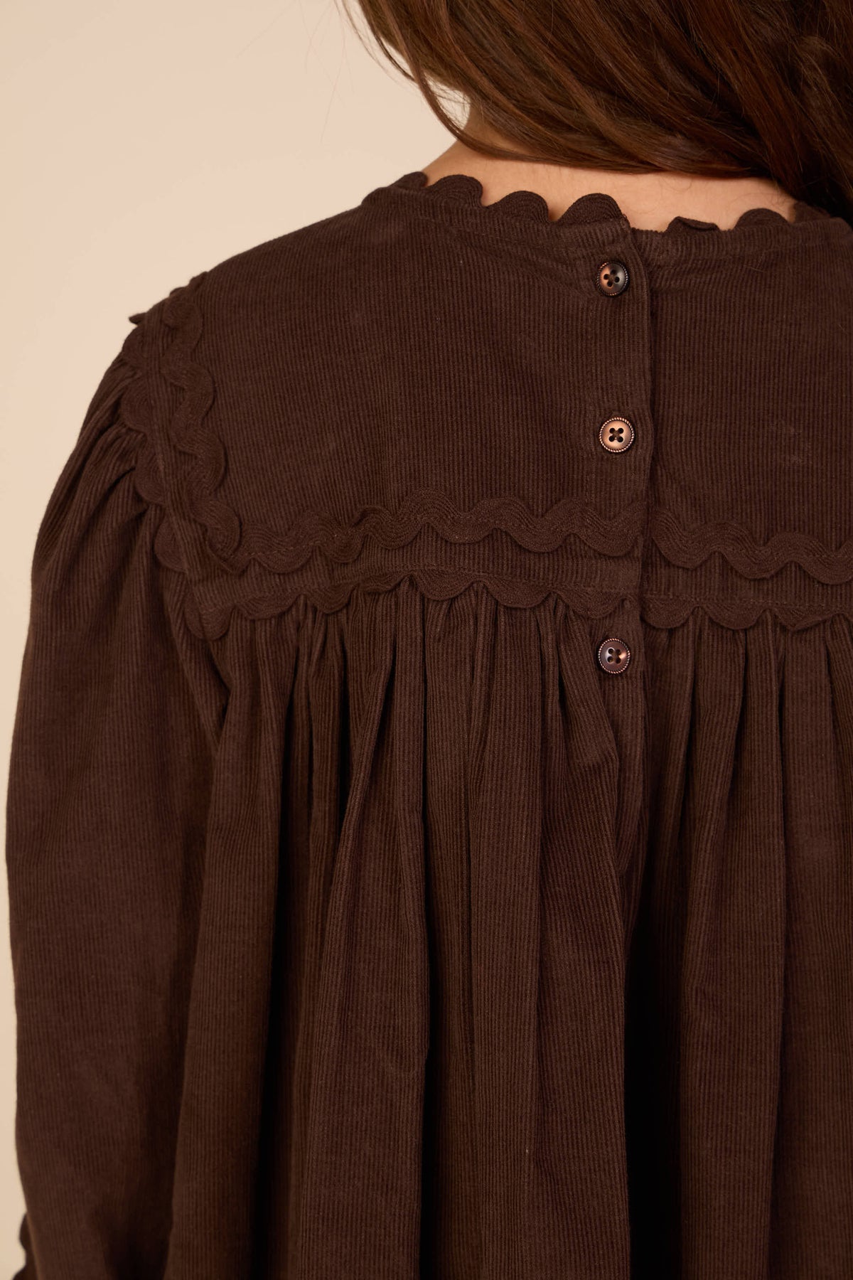 Cordkleid mit Zickzackborte Kids - Dark Brown | 101473 Sille