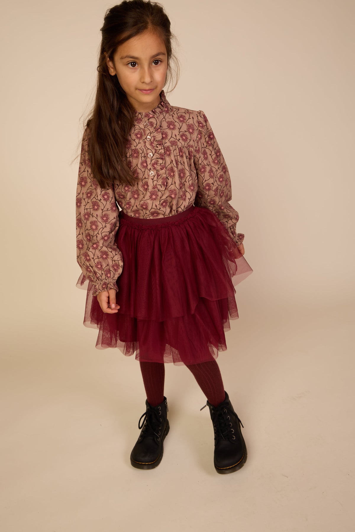 Geblümte Baumwollbluse mit Knopfleiste Tween - Rose/Bordeaux | 101434 Nova