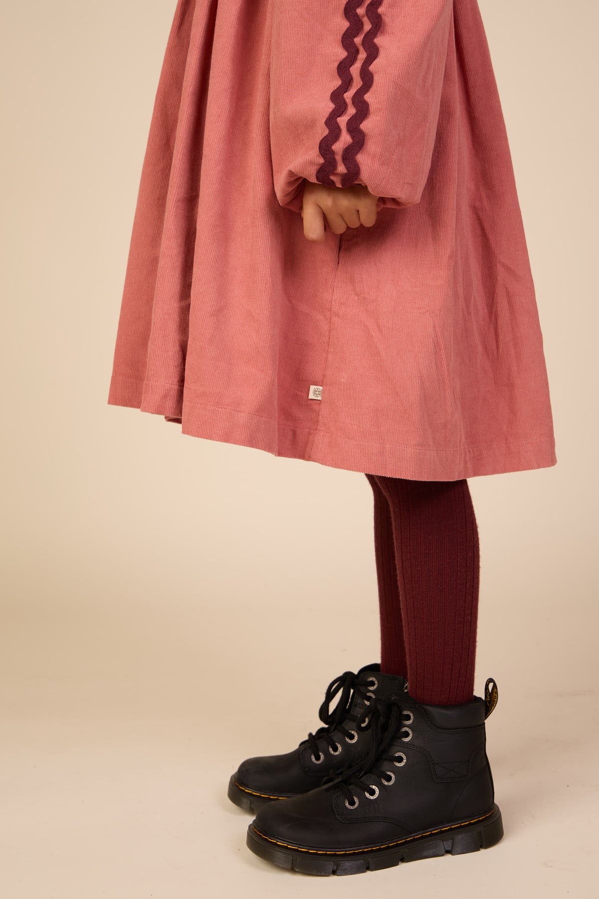 Cordkleid mit Zickzackborte Kids - Dusty Rose | 101475 Sille