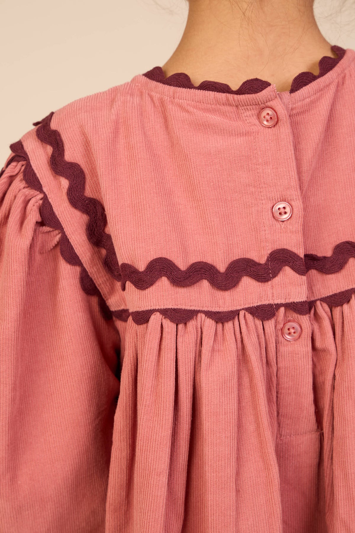 Cordkleid mit Zickzackborte Kids - Dusty Rose | 101475 Sille