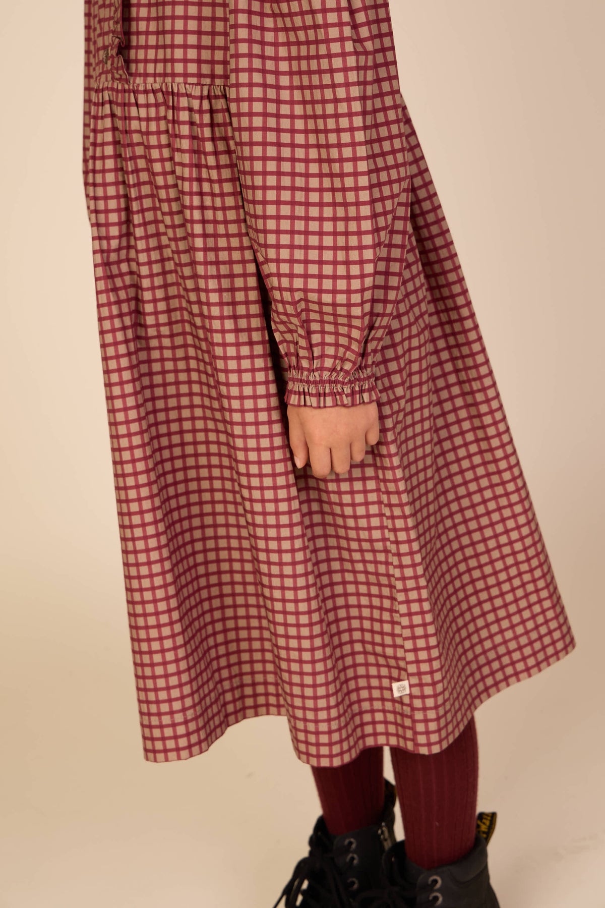 Popelinekleid mit Knopfleiste Tween - Bordeaux Check | 101437 Julia