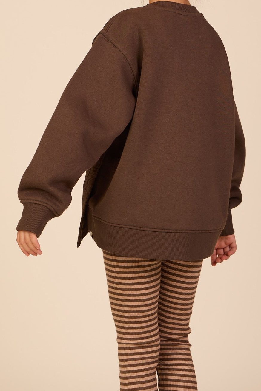 Sweatshirt mit Rippdetails Kids - Dark Brown | 101626 Zoe