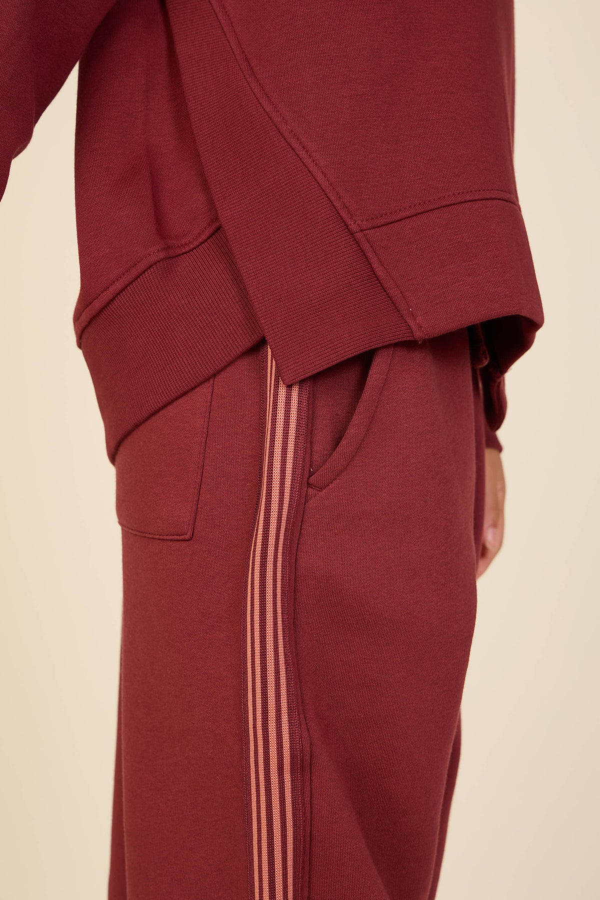 Sweatshirt mit Rippdetails Tween - Bordeaux | 101625 Zoe