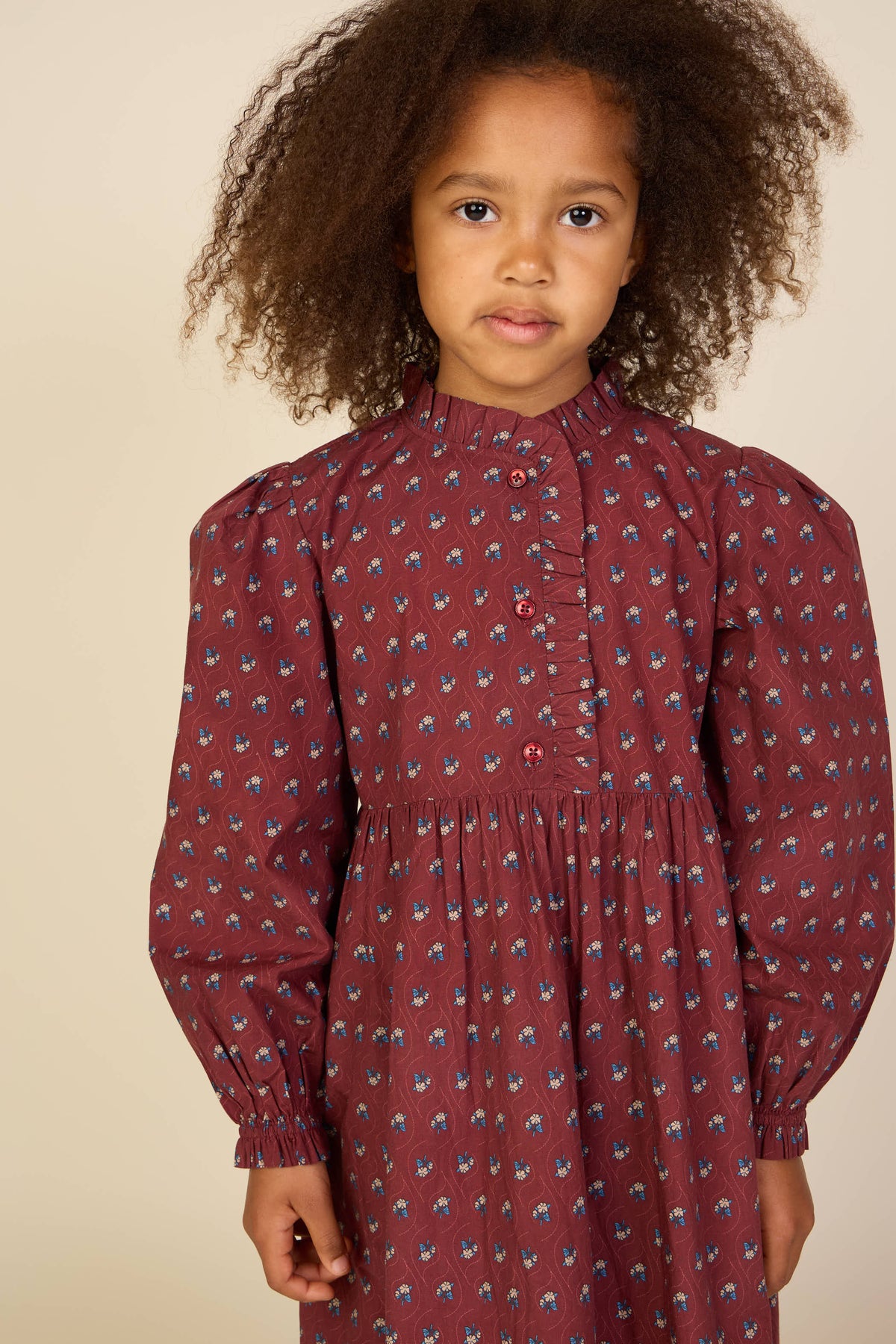 Popelinekleid mit Knopfleiste Tween - Bordeaux Flowerprint | 101439 Julia