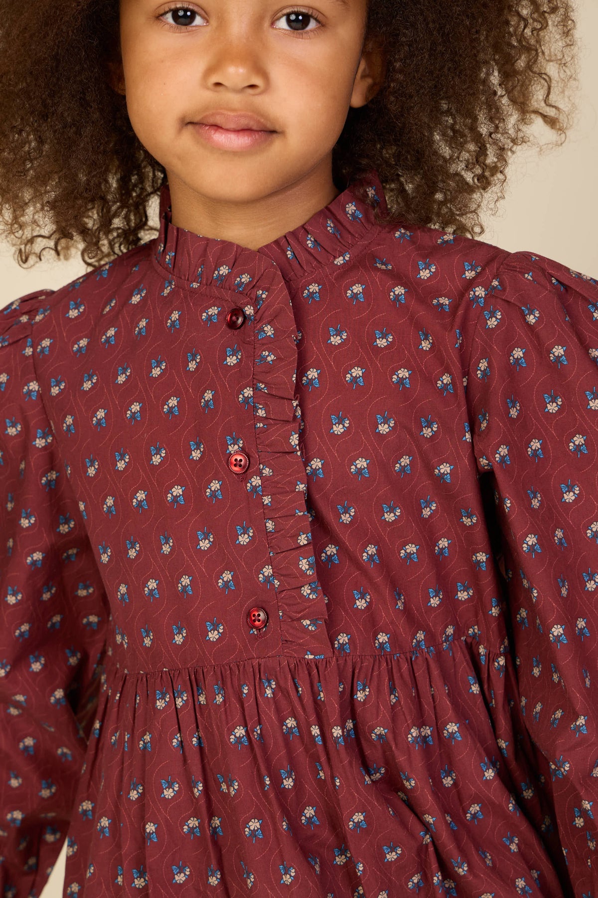 Popelinekleid mit Knopfleiste Tween - Bordeaux Flowerprint | 101439 Julia