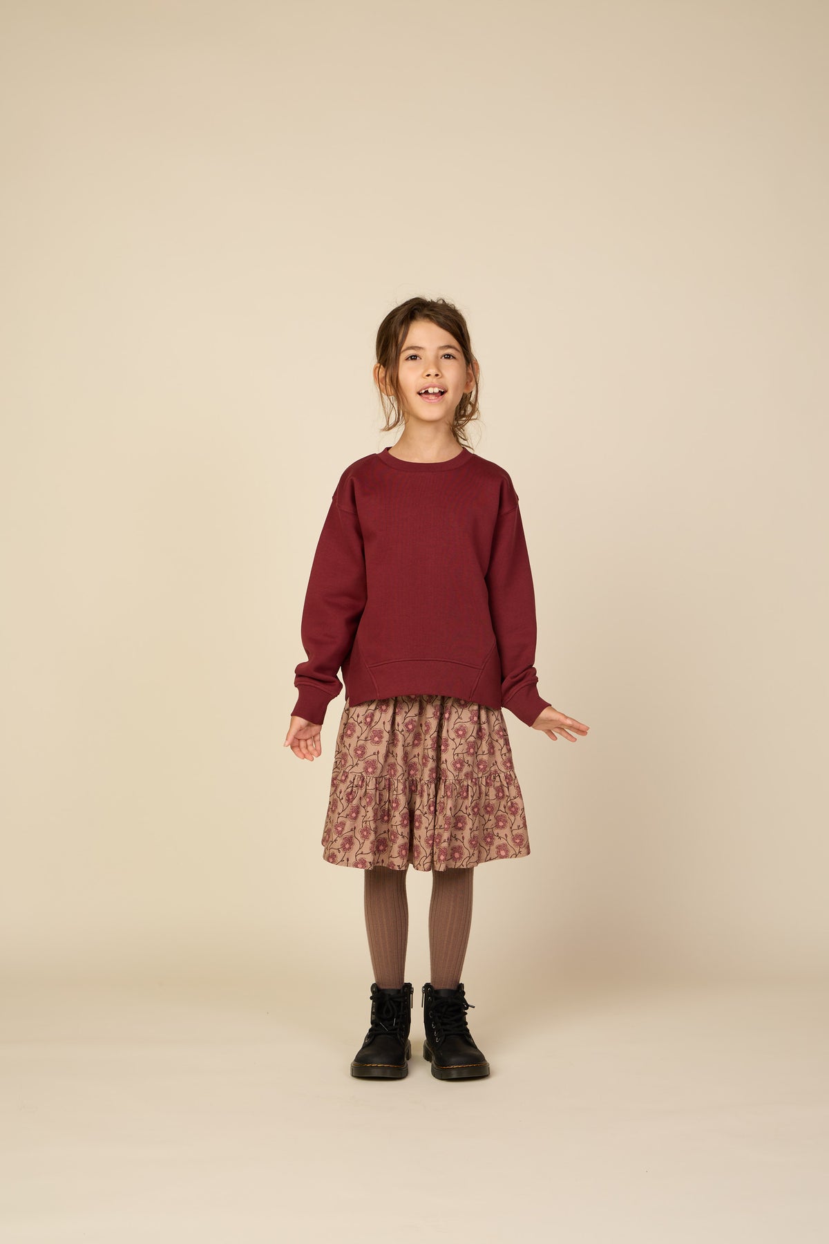 Geblümter Baumwollrock Tween - Rose/Bordeaux | 101430 Nova
