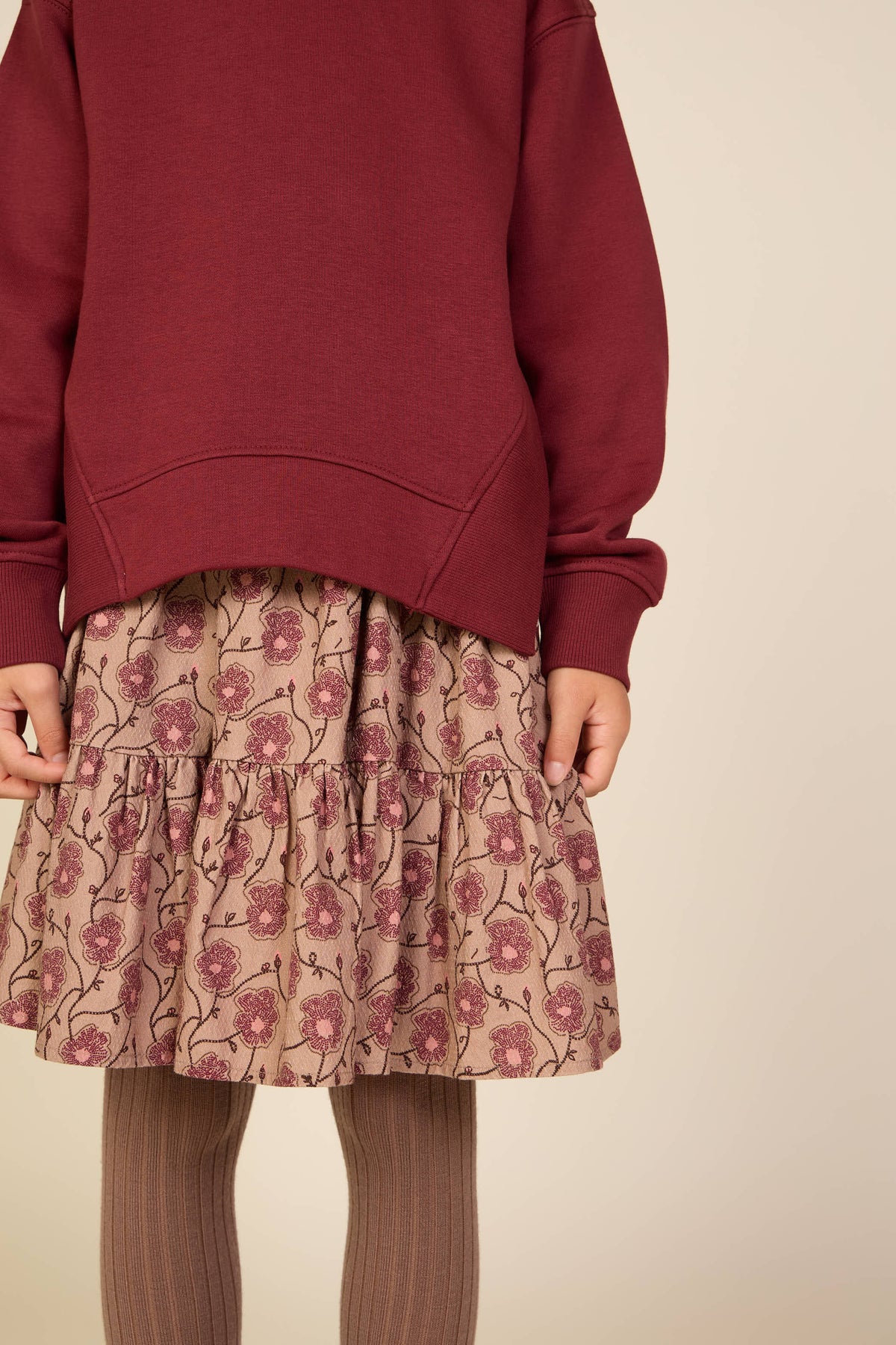 Geblümter Baumwollrock Tween - Rose/Bordeaux | 101430 Nova