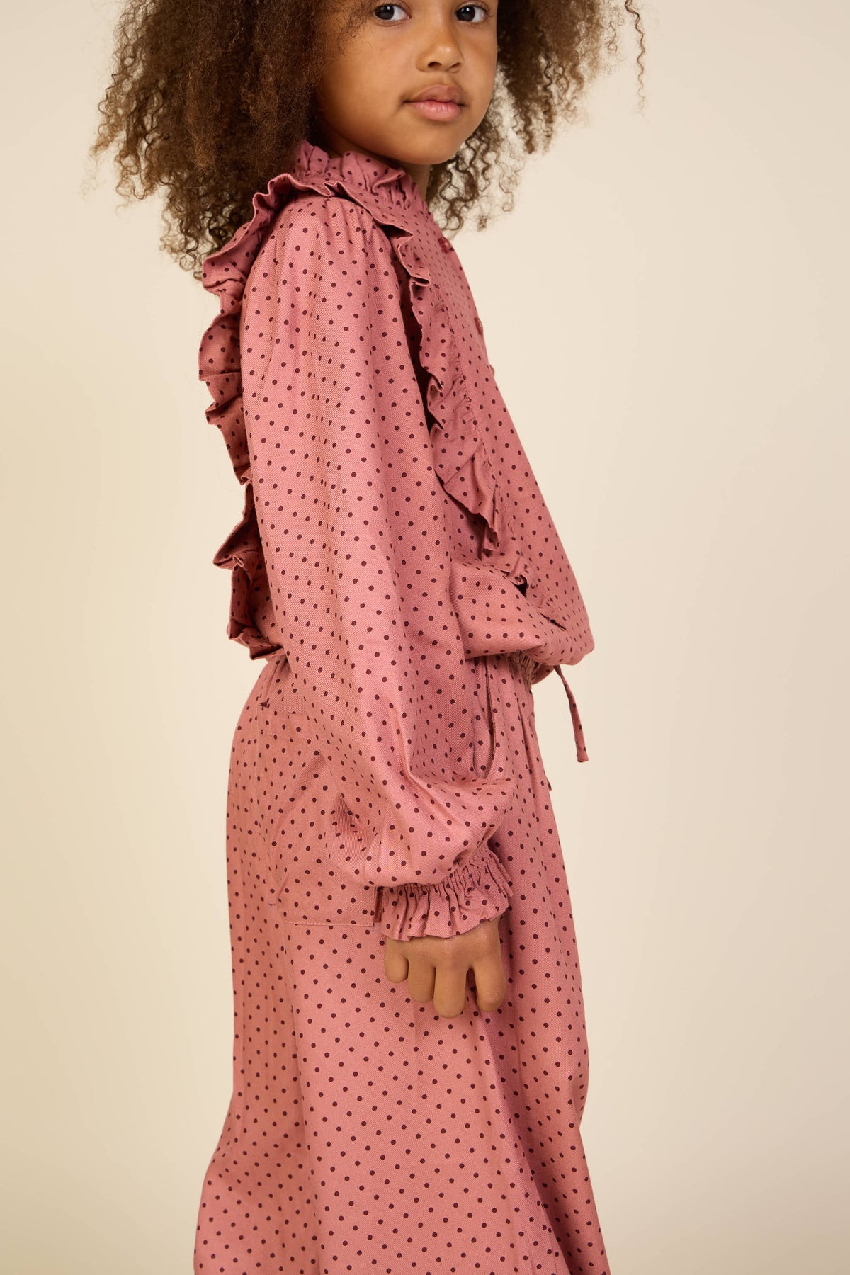 Gepunktete Viskosebluse mit Rüschen Tween - Dusty Rose/Bordeaux | 101661 Feline