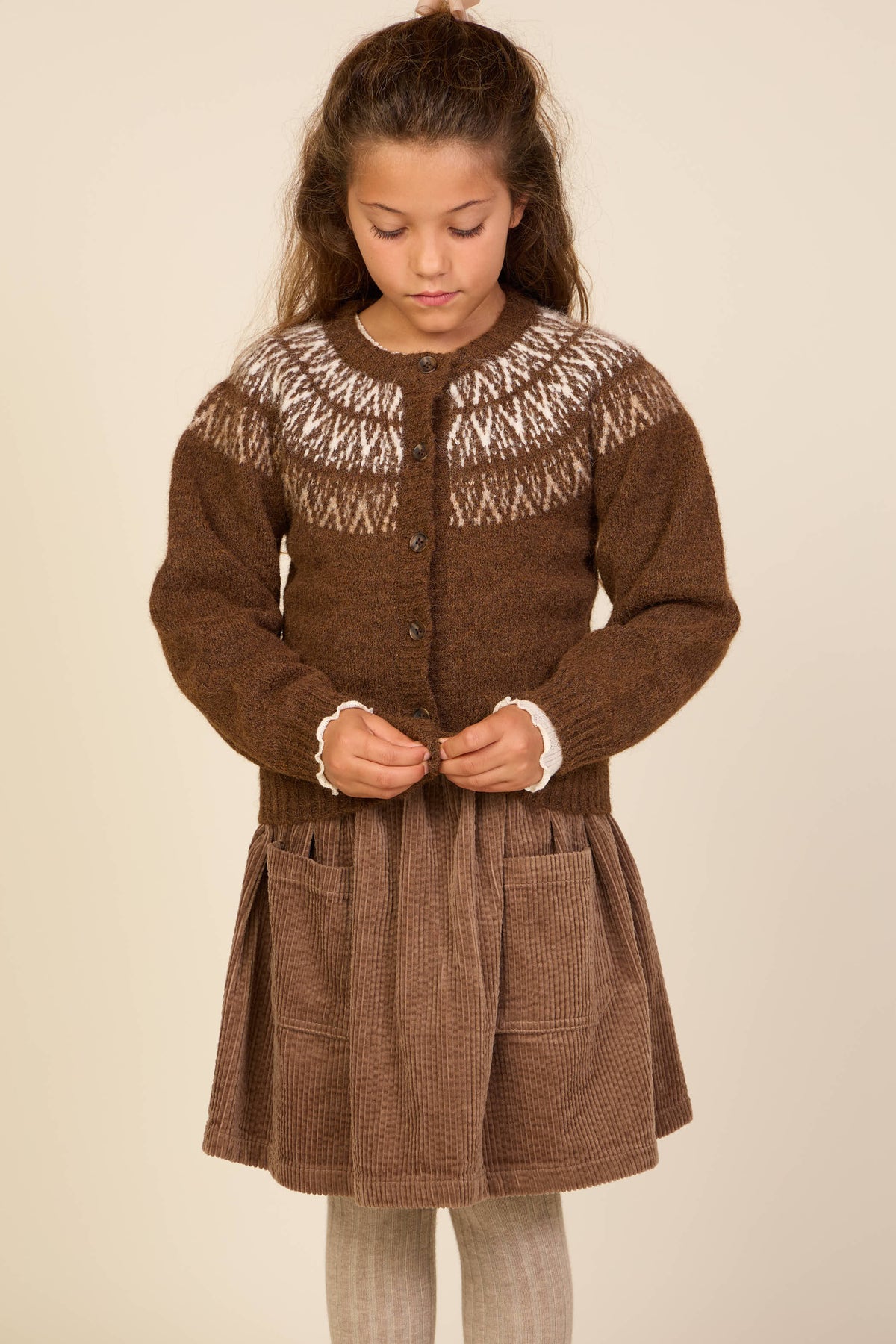 Jacquard-Strickjacke Tween - Brown | 101524 Daniella