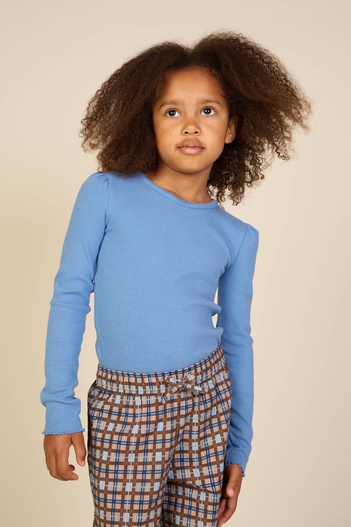 Geripptes Langarmshirt aus Modal-Mix Tween - Dusty Blue | 101564 Lottie