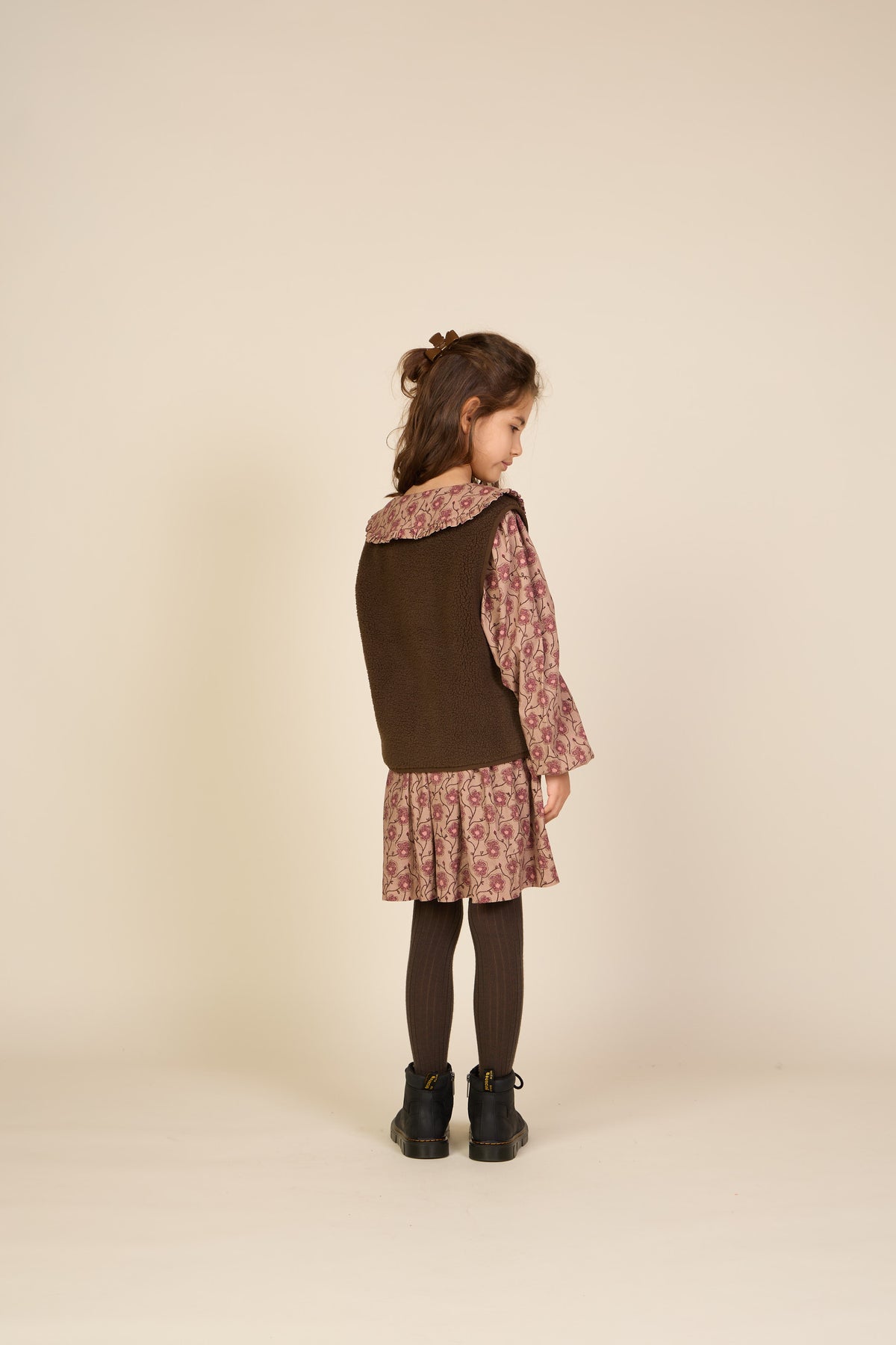 Geblümtes Baumwollkleid mit Rüschenkragen Tween - Rose/Bordeaux | 101426 Nova