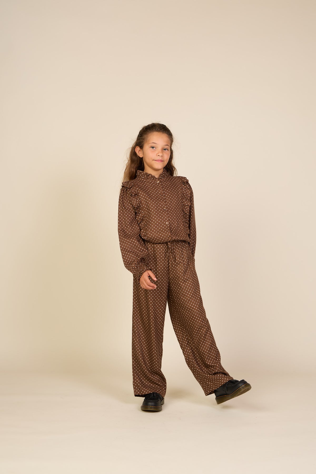 Gepunktete Hose aus Viskose Tween - Brown/Offwhite | 101660 Feline