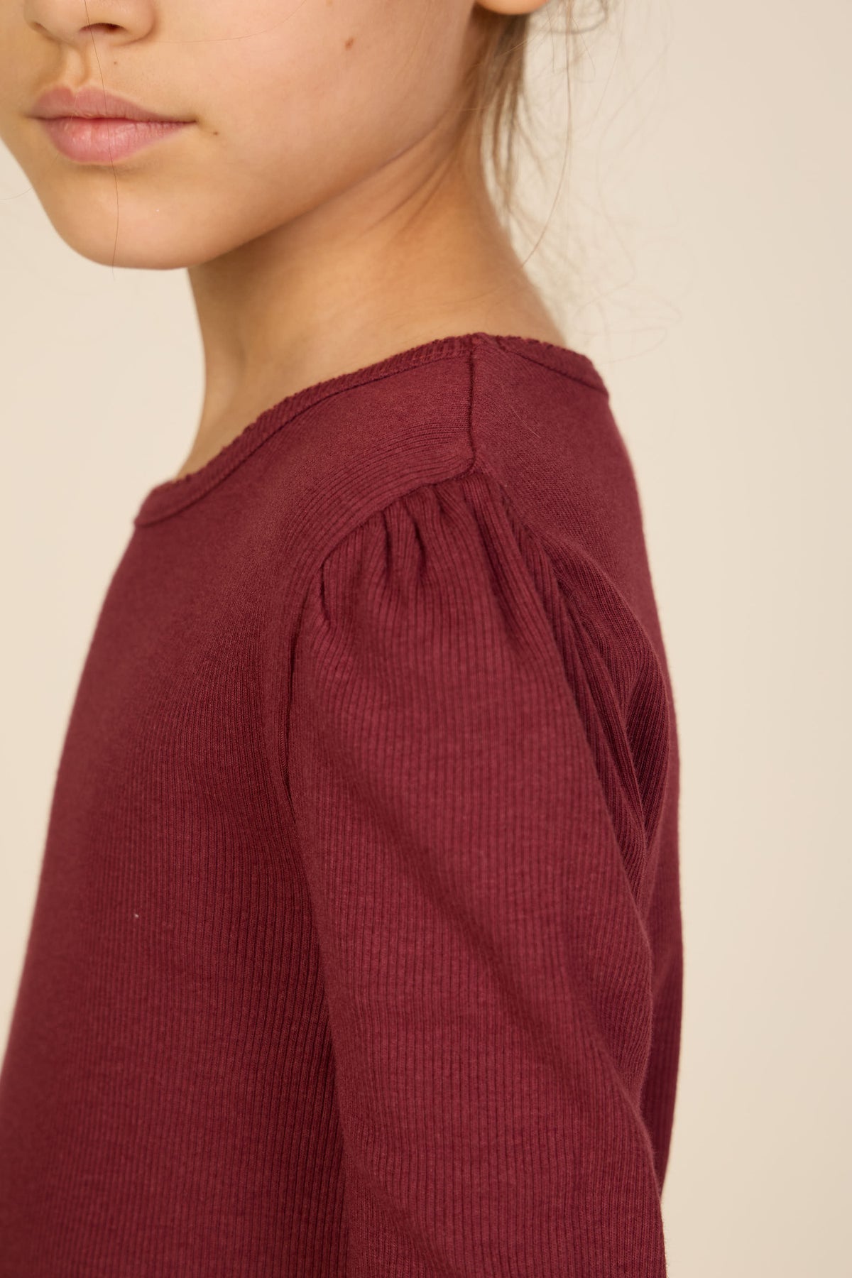 Geripptes Langarmshirt aus Modal-Mix Tween - Bordeaux | 101562 Lottie
