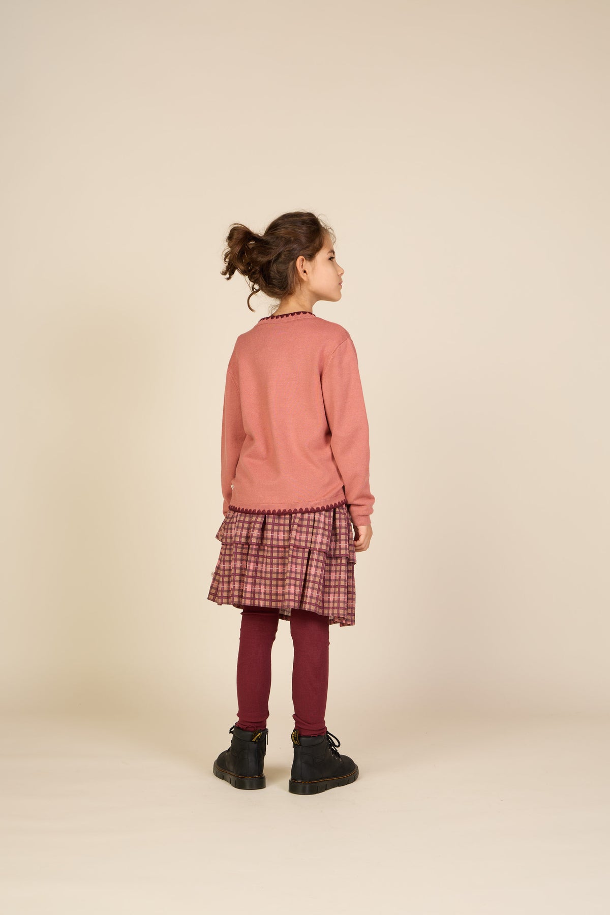 Strickjacke mit Kontrastnähten Tween - Dusty Rose/Bordeaux | 101635 Lia