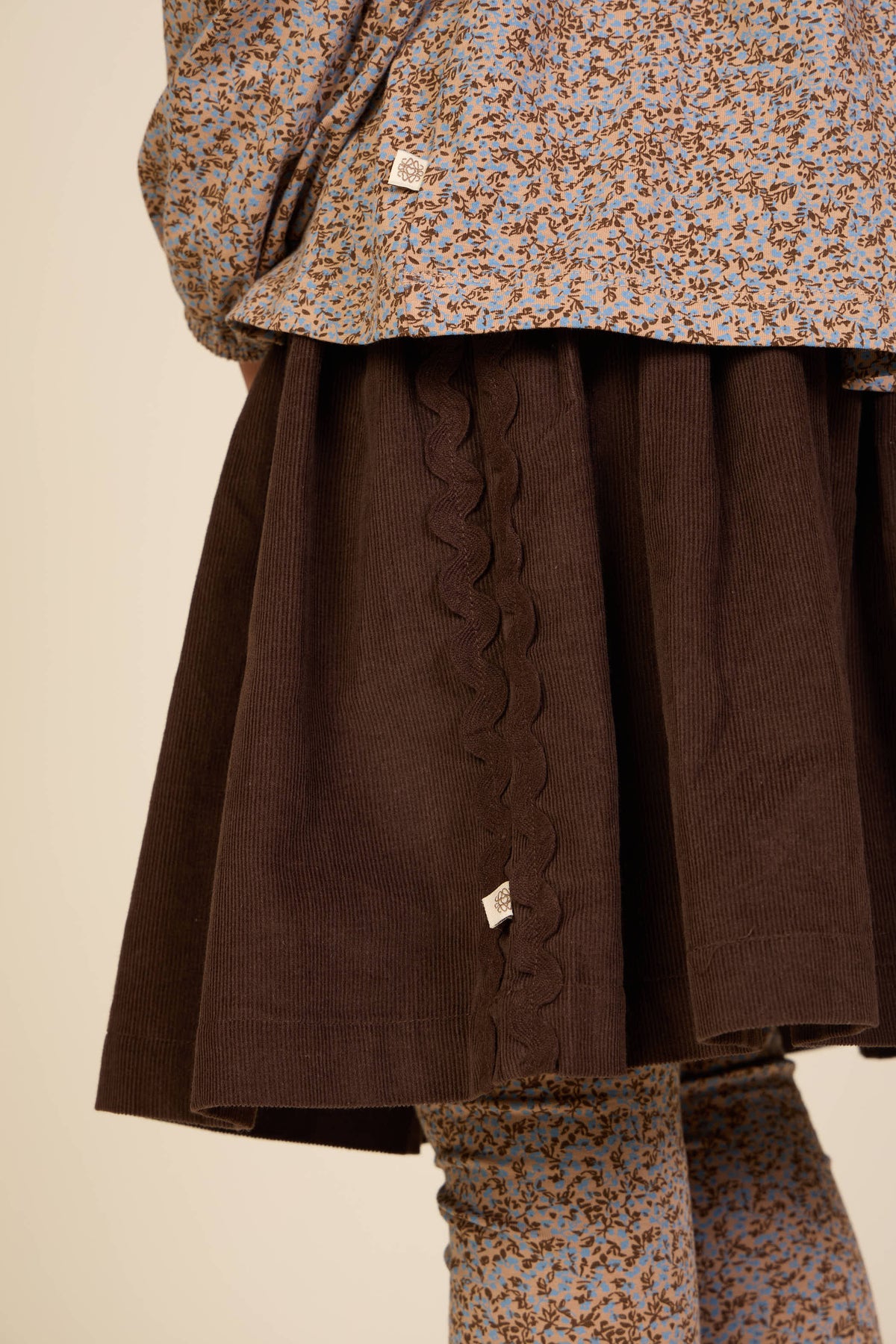 Cordrock mit Zickzackborte Kids - Dark Brown | 101477 Sille