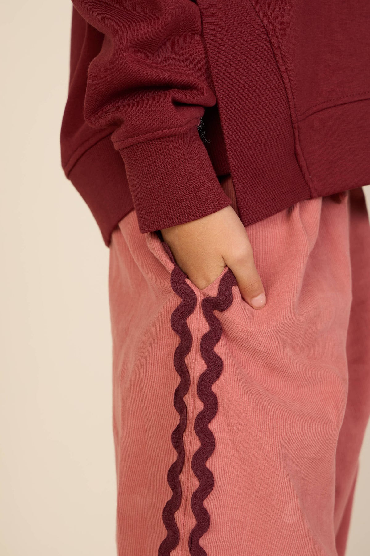 Cordhose mit Zickzackborte Kids - Dusty Rose | 101483 Sille