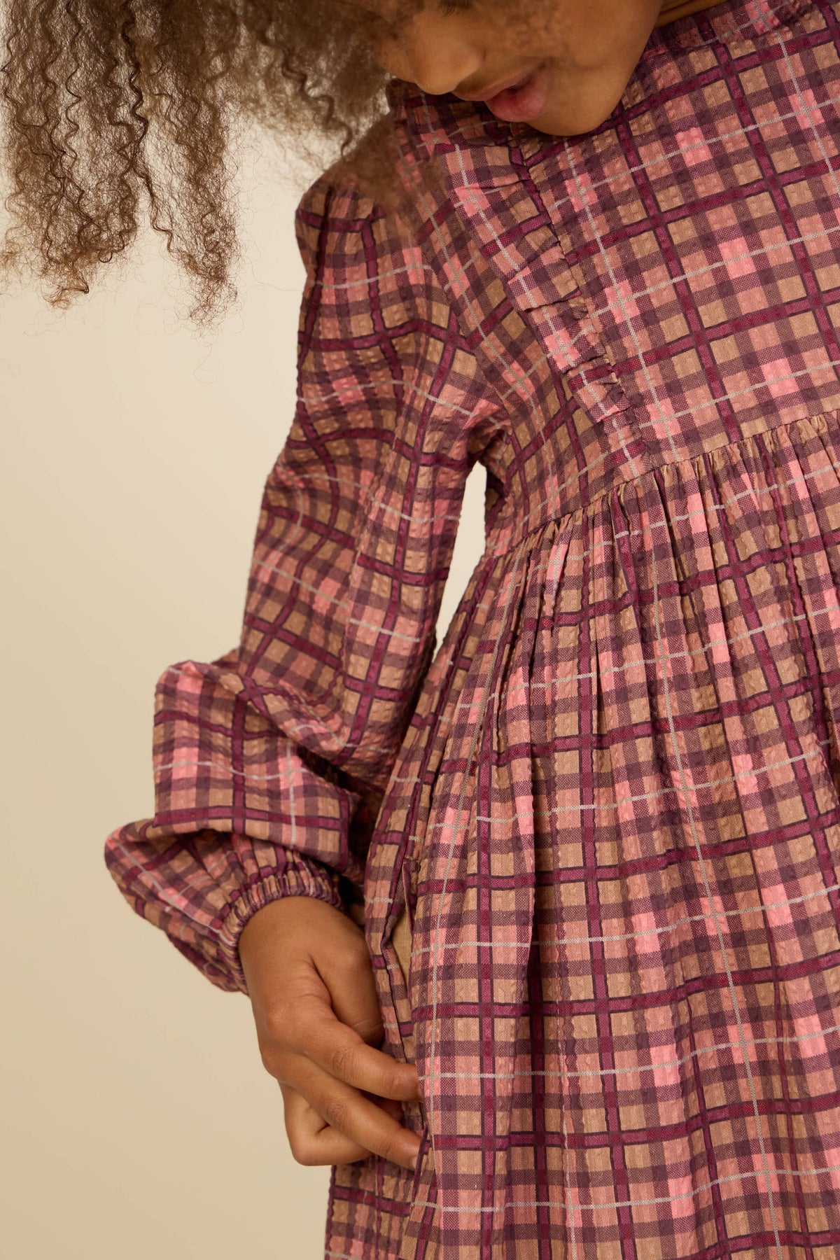 Kariertes Baumwollkleid Tween - Rose | 101486 Penny