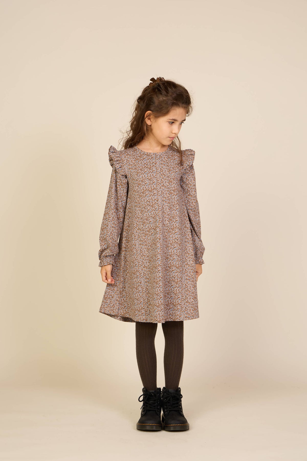 Kleingeblümtes Jerseykleid Tween - Blue/Brown | 101554 Heidi