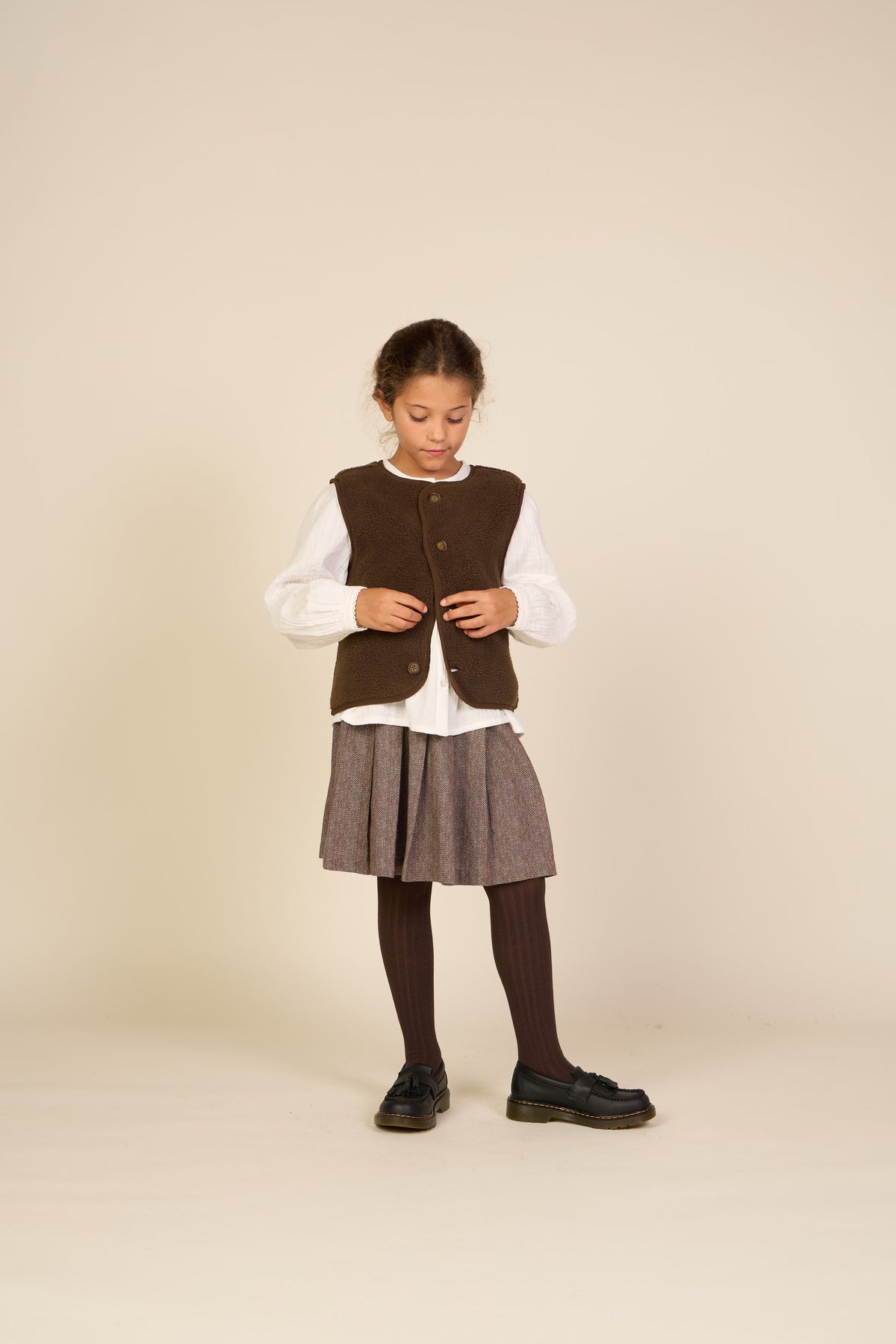 Baumwollrock mit Fischgrätmuster Tween - Dark Brown | 101521 Susse