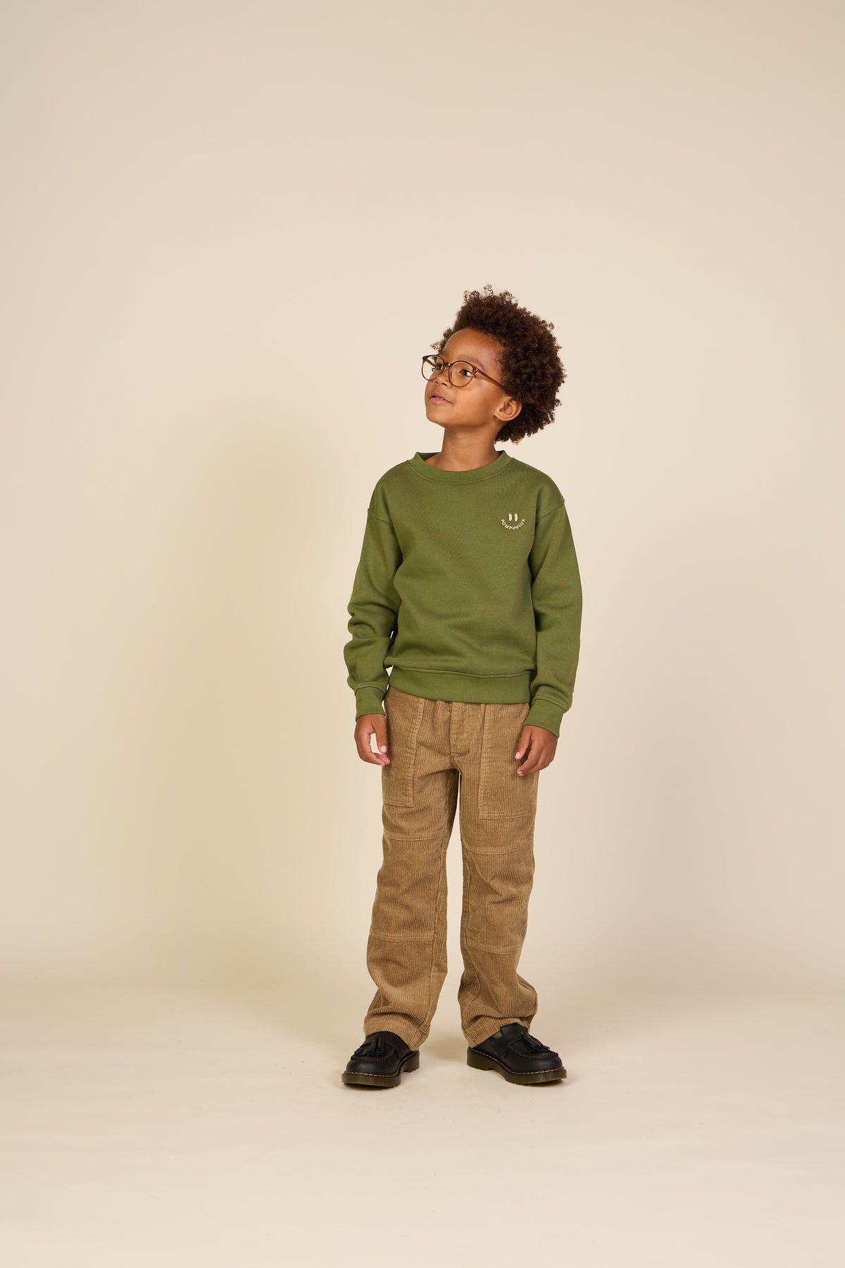Rundhals-Sweatshirt mit Smiley-Stickerei Tween - Moss Green | 101576 Andrew
