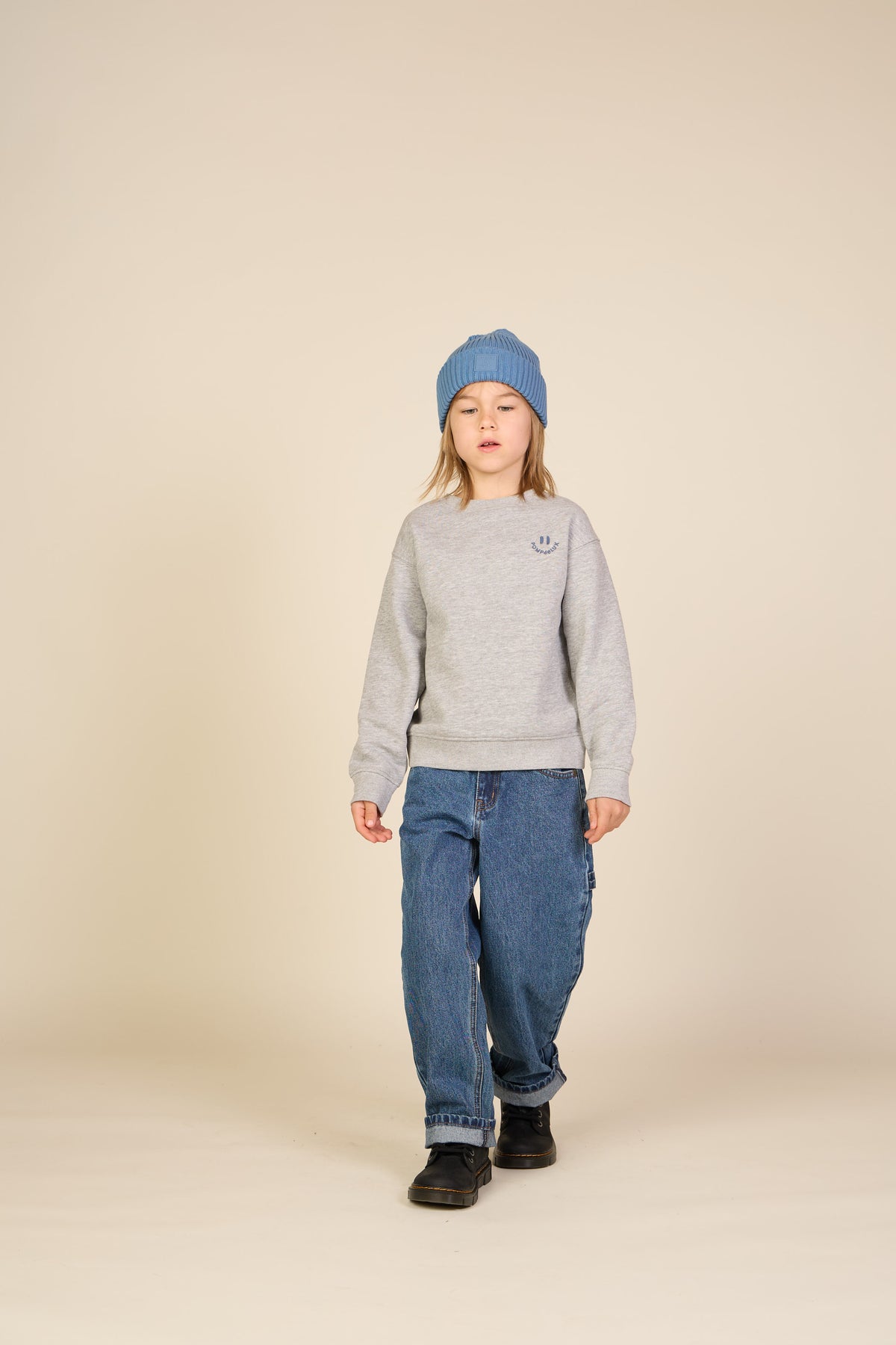 Rundhals-Sweatshirt mit Smiley-Stickerei Tween - Grey Melange | 101578 Andrew