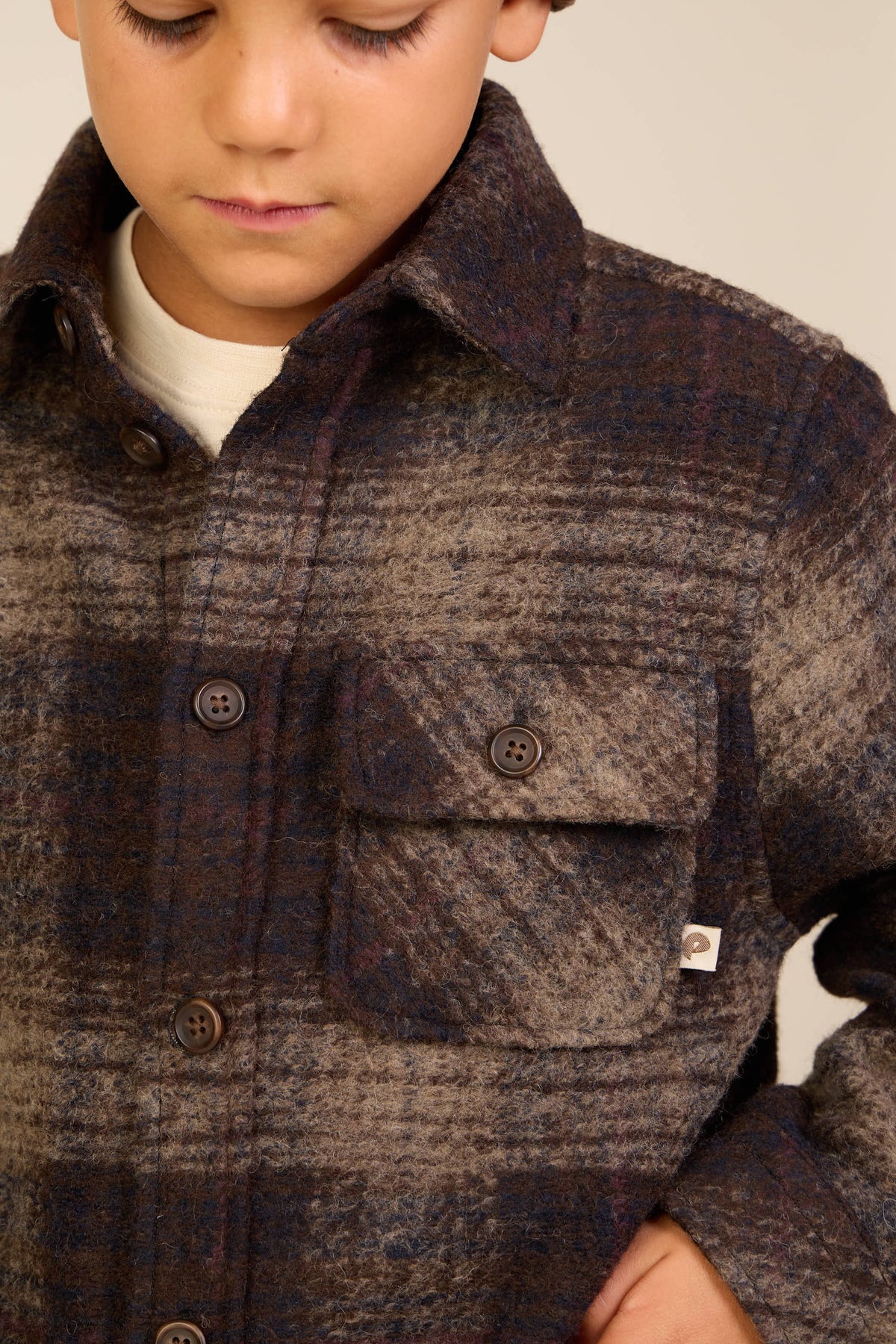 Kariertes Overshirt aus gebürsteter Wollmischung Tween - Brown Check | 101526 Daxton
