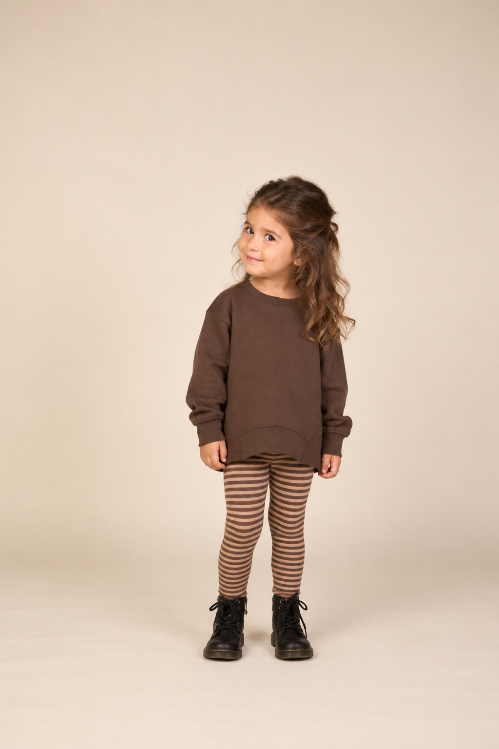 Sweatshirt mit Rippdetails Kids - Dark Brown | 101626 Zoe