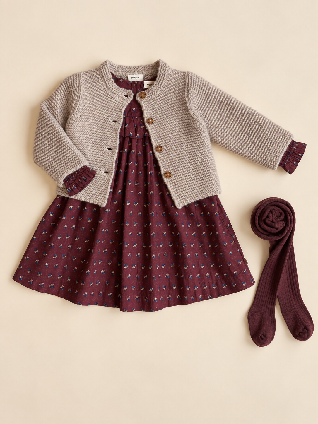 Popelinekleid mit Rüschen Kids - Bordeaux Flowerprint | 101442 Julia