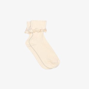 MP Baumwollsocken mit Spitzenrüsche - Tween - Light Beige | 101394 MP Julia Socks