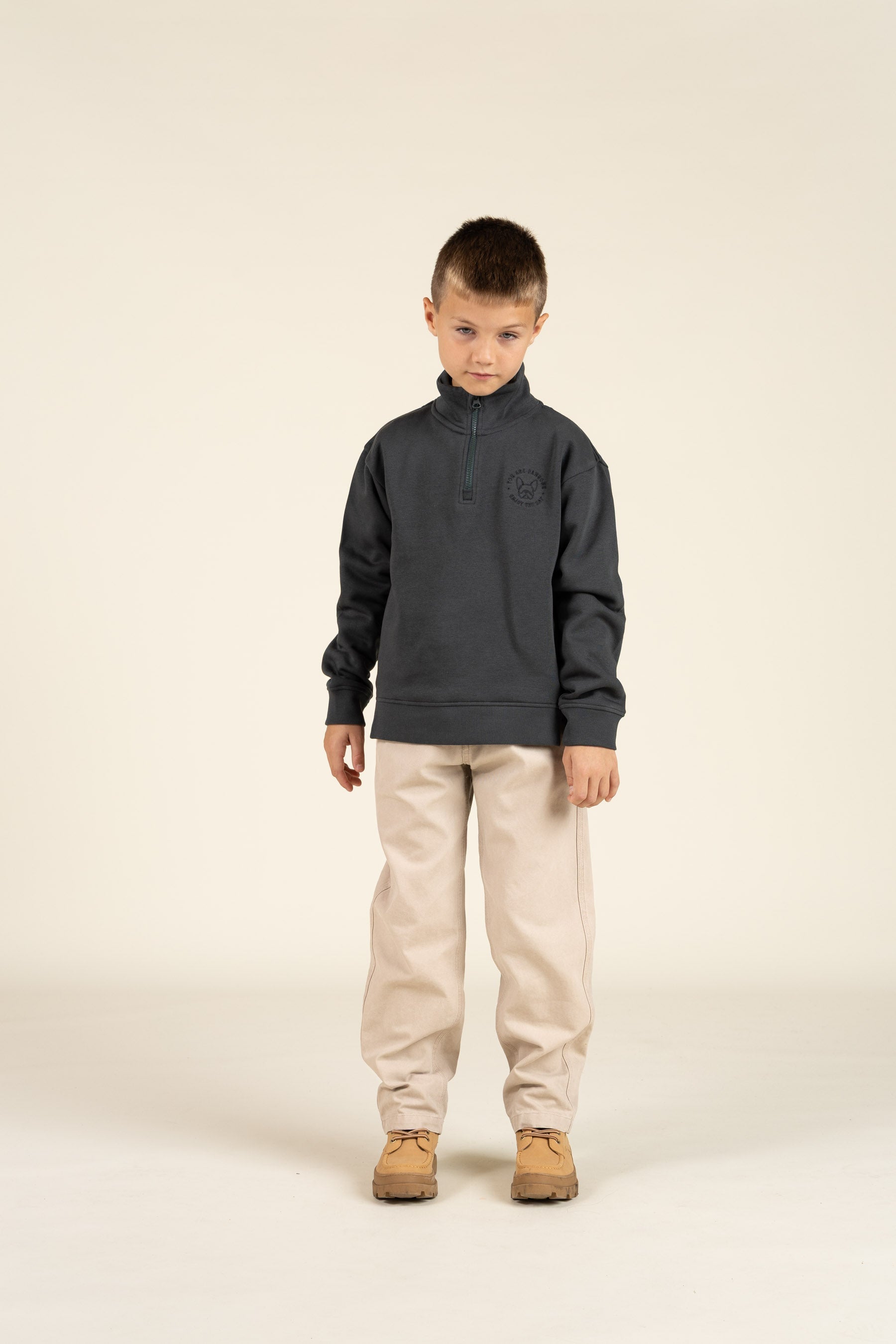 Sweatshirt mit halbem Reißverschluss - Tween - Forest Green | 100811 Tristan