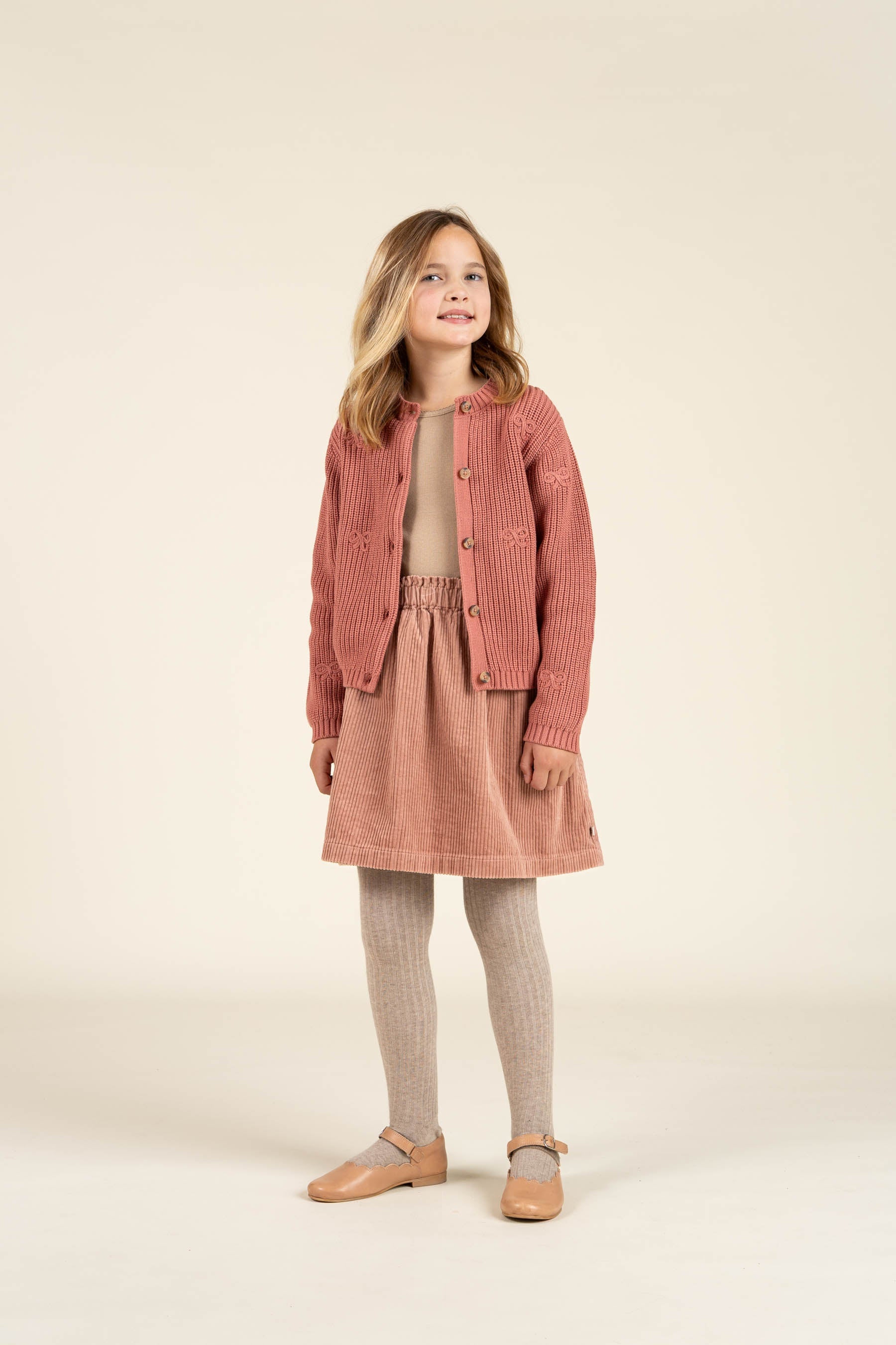 Baumwollstrickjacke mit Schleifen - Tween - Old Rose | 100793 Freya