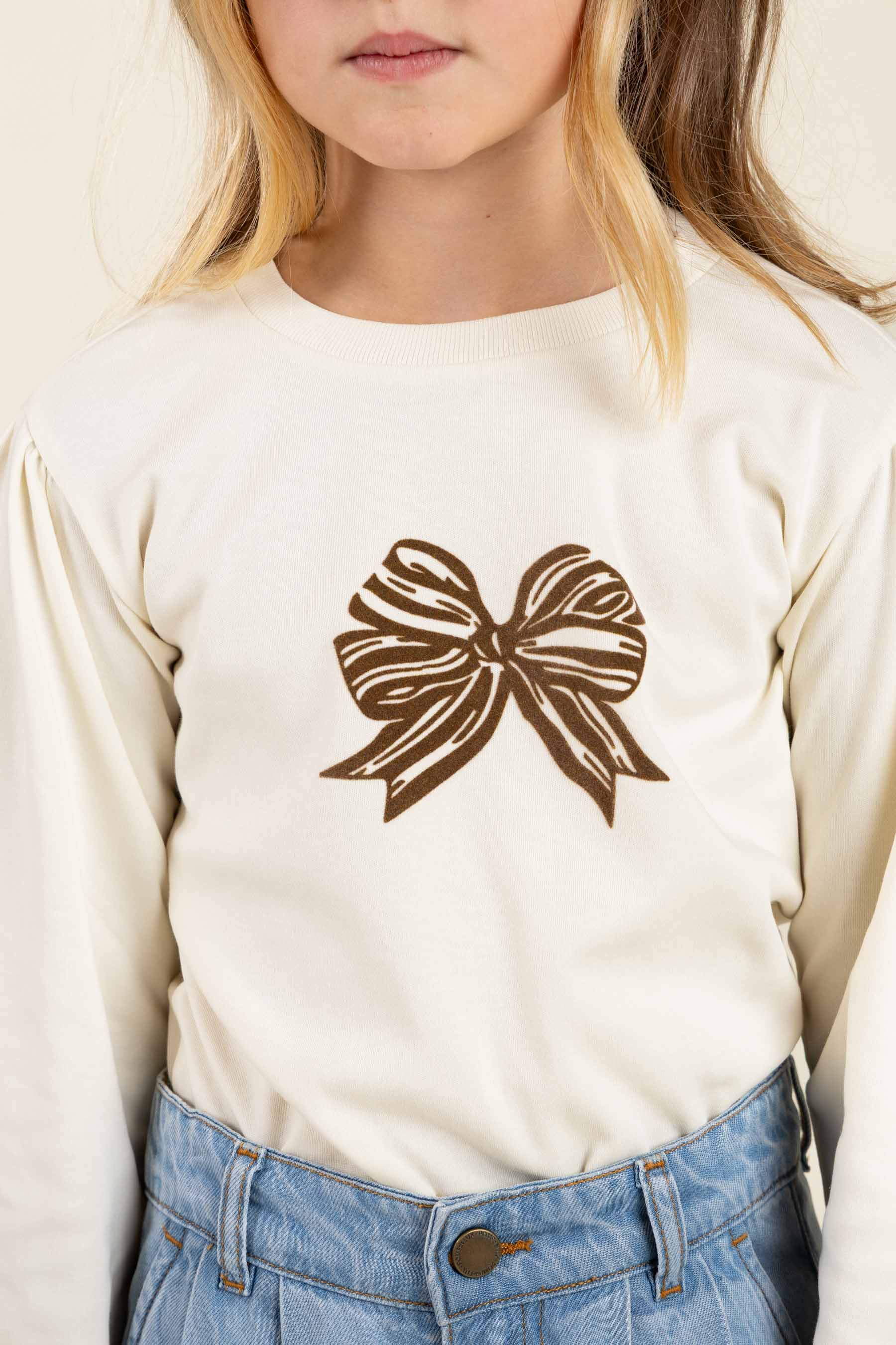 Langärmliges T-Shirt mit Frontprint - Tween - Off White | 100849 Kendell