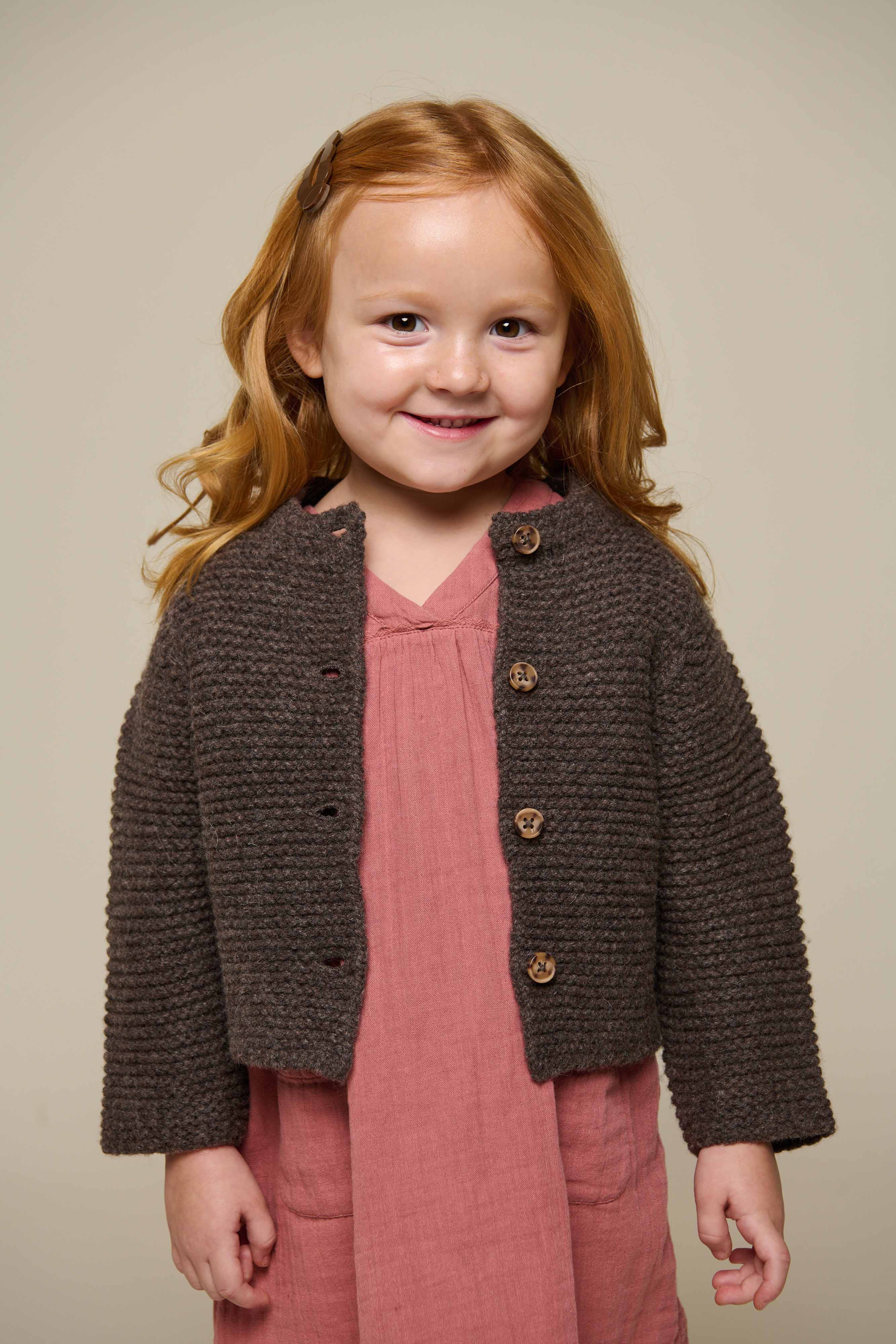 Strickjacke aus Wolle - Kids - Chocolate Melange | 100876 Maya