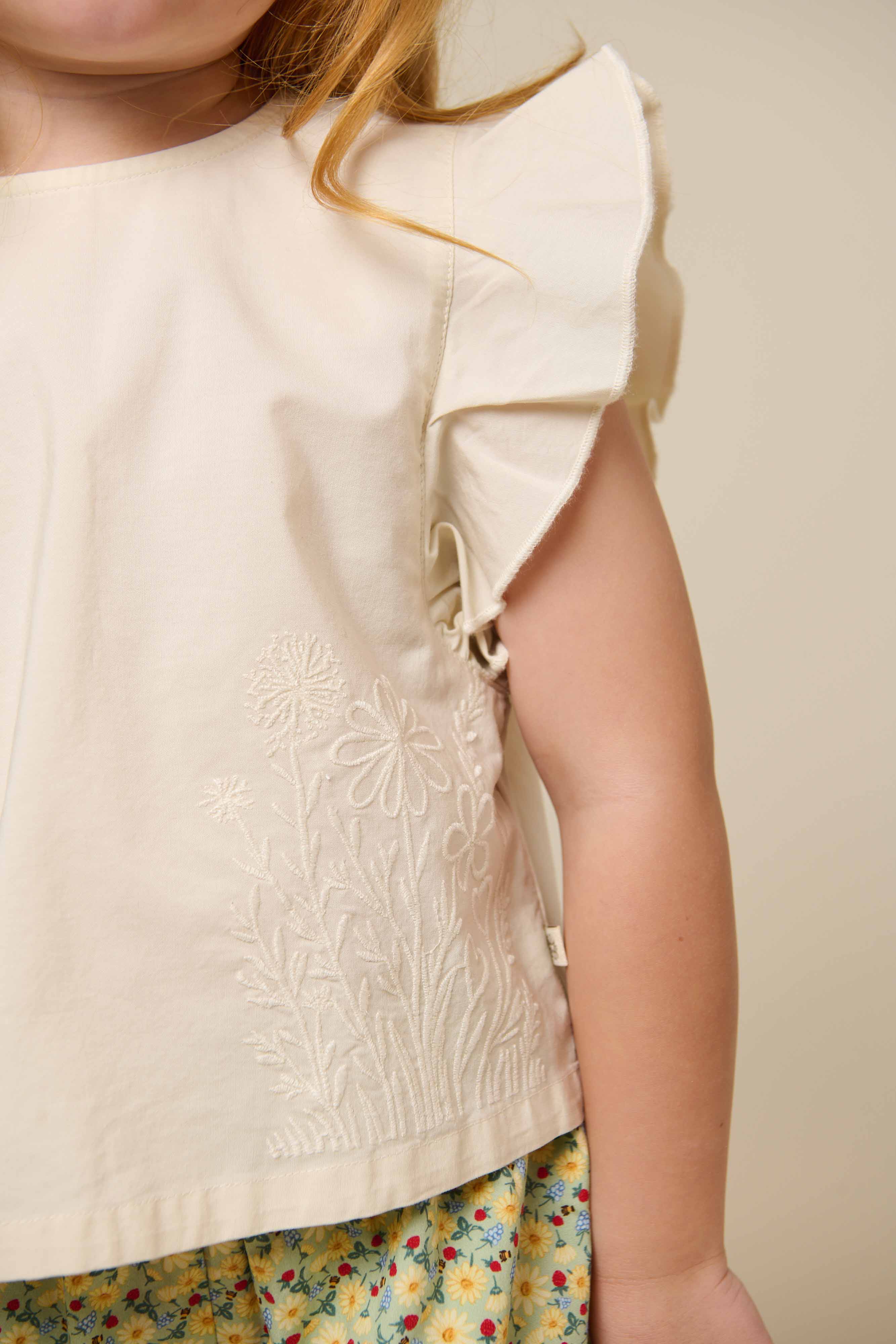 Popelinebluse mit Stickerei - Kids - Offwhite | 101043 Barbara